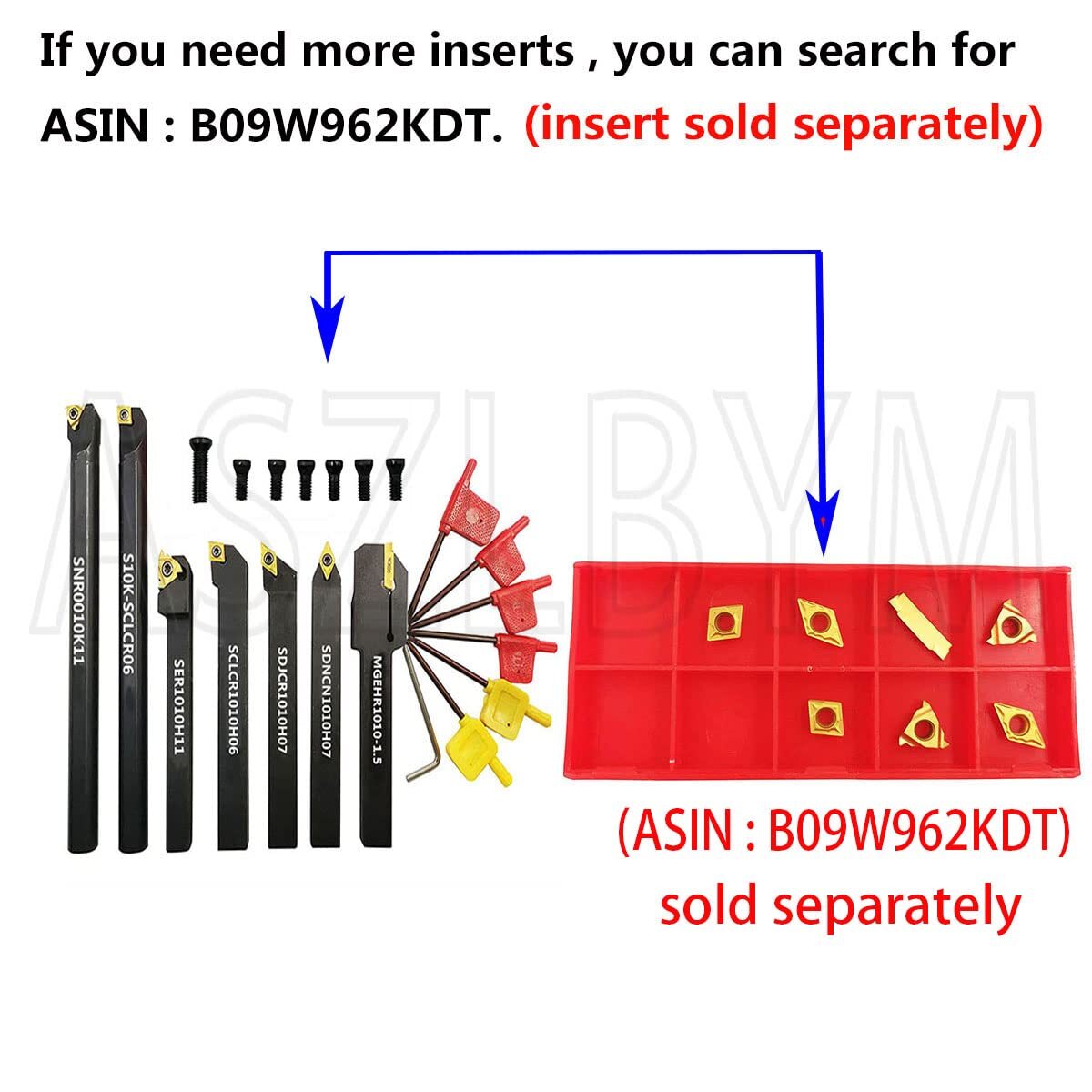 3/8″ 10mm Shank Indexable Carbide Lathe Turning Tool Holder Set Cutting Tools
