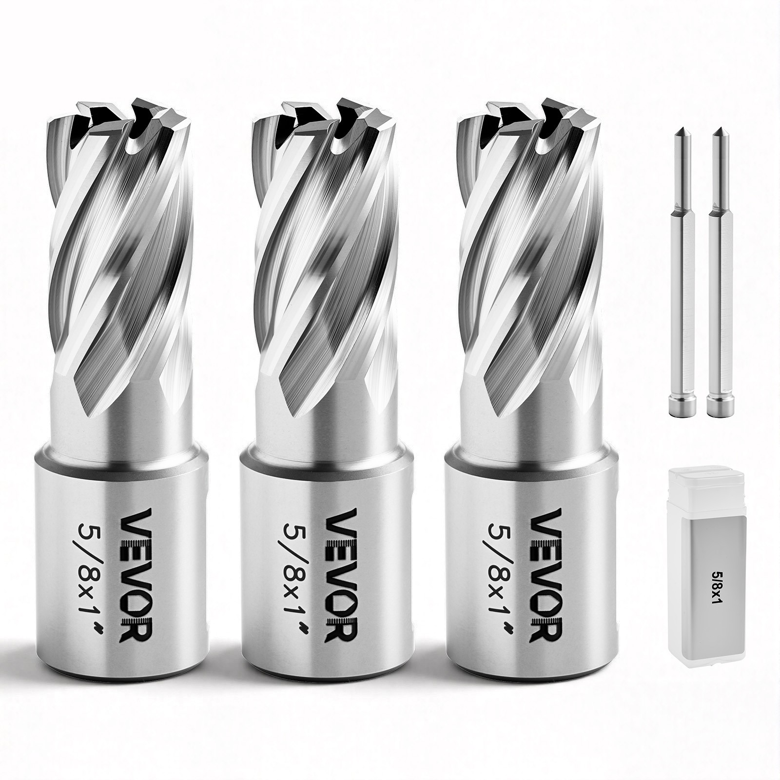 VEVOR Annular Cutter Set Mag Drill Bits Kit 5 pcs Weldon Shank 5/8″ Cutting Dia