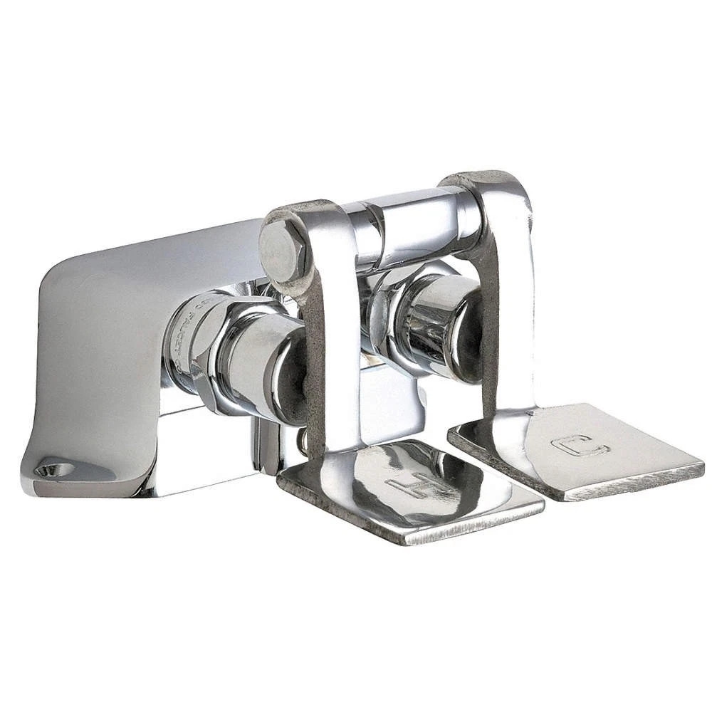 Chicago Faucets 625-ABCP Double Foot Pedal Valve Floor Mount Hot Cold Chrome