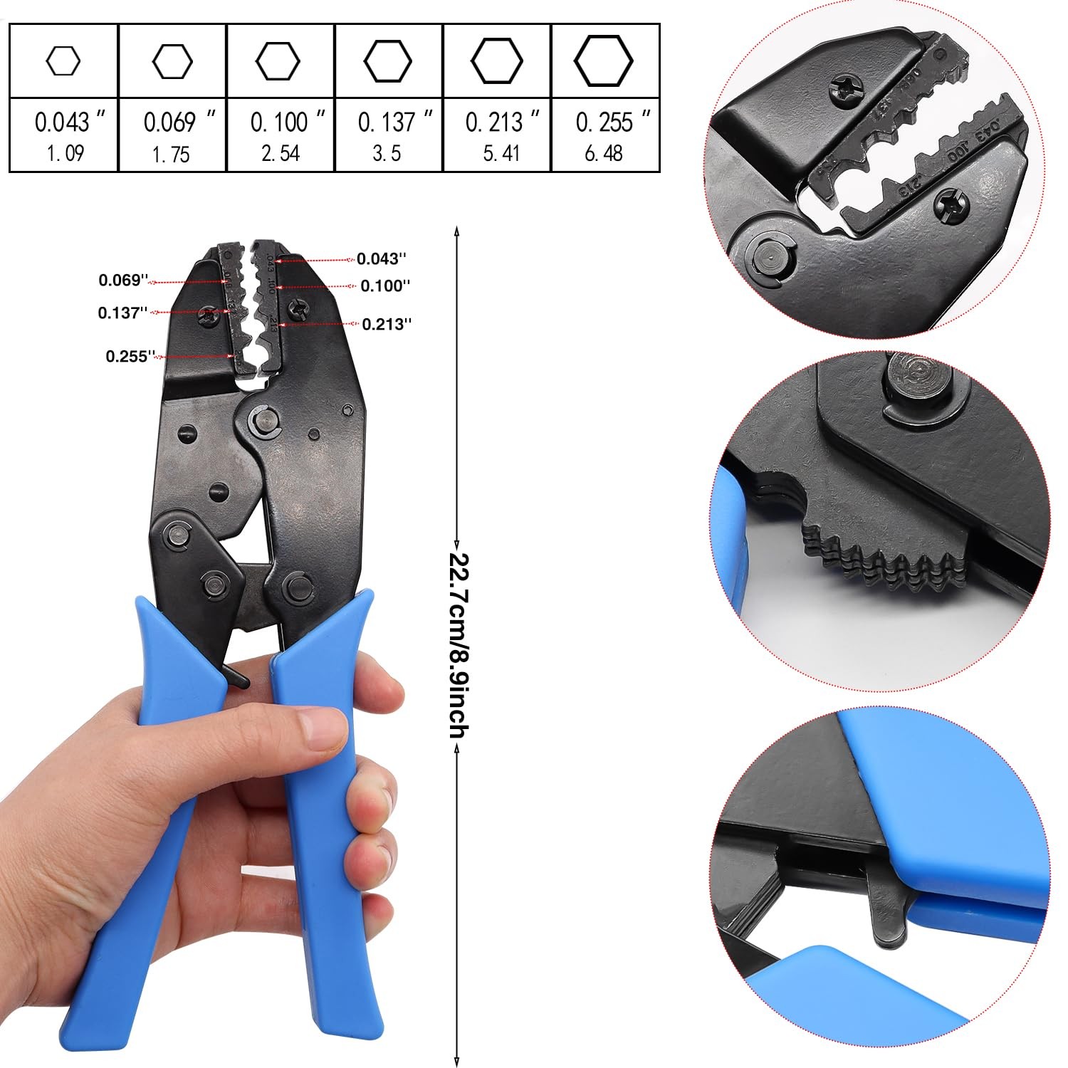 Taiss Coaxial Cable Tool Kit BNC Crimp tool with 10PCS Male Black