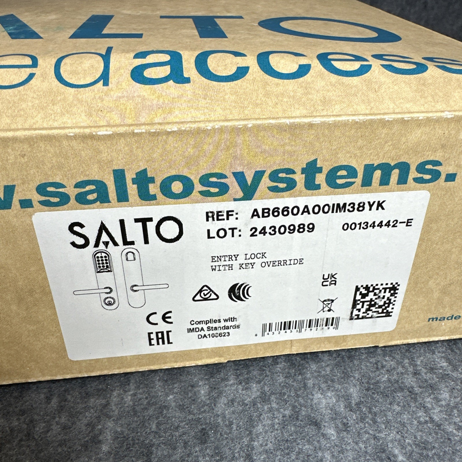 Salto XS4 KEYPAD Entry Lock with Key Override Ai6xx W0BK AB660A00IM38YK NEW OPEN