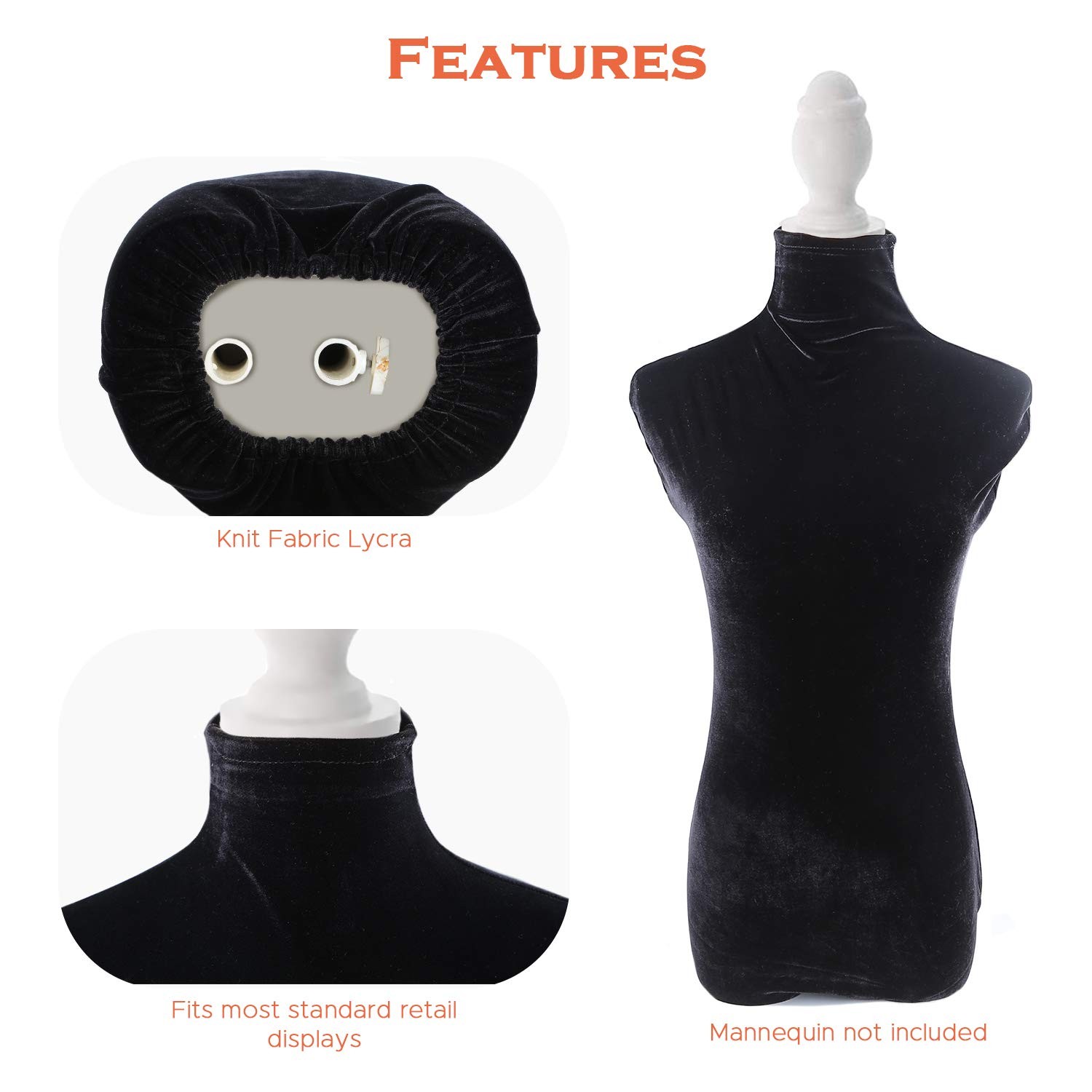 Black Superb Velvet Mannequin Fabric Cover,100% Handmade Soft Stretchy, for F…
