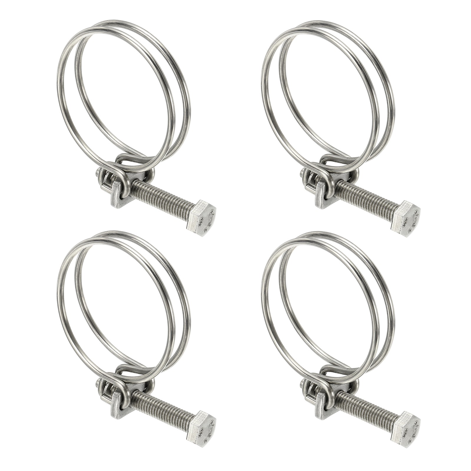 4Set 48-55 mm Stainless Steel Double Wire Hose Clips with M8 Screw