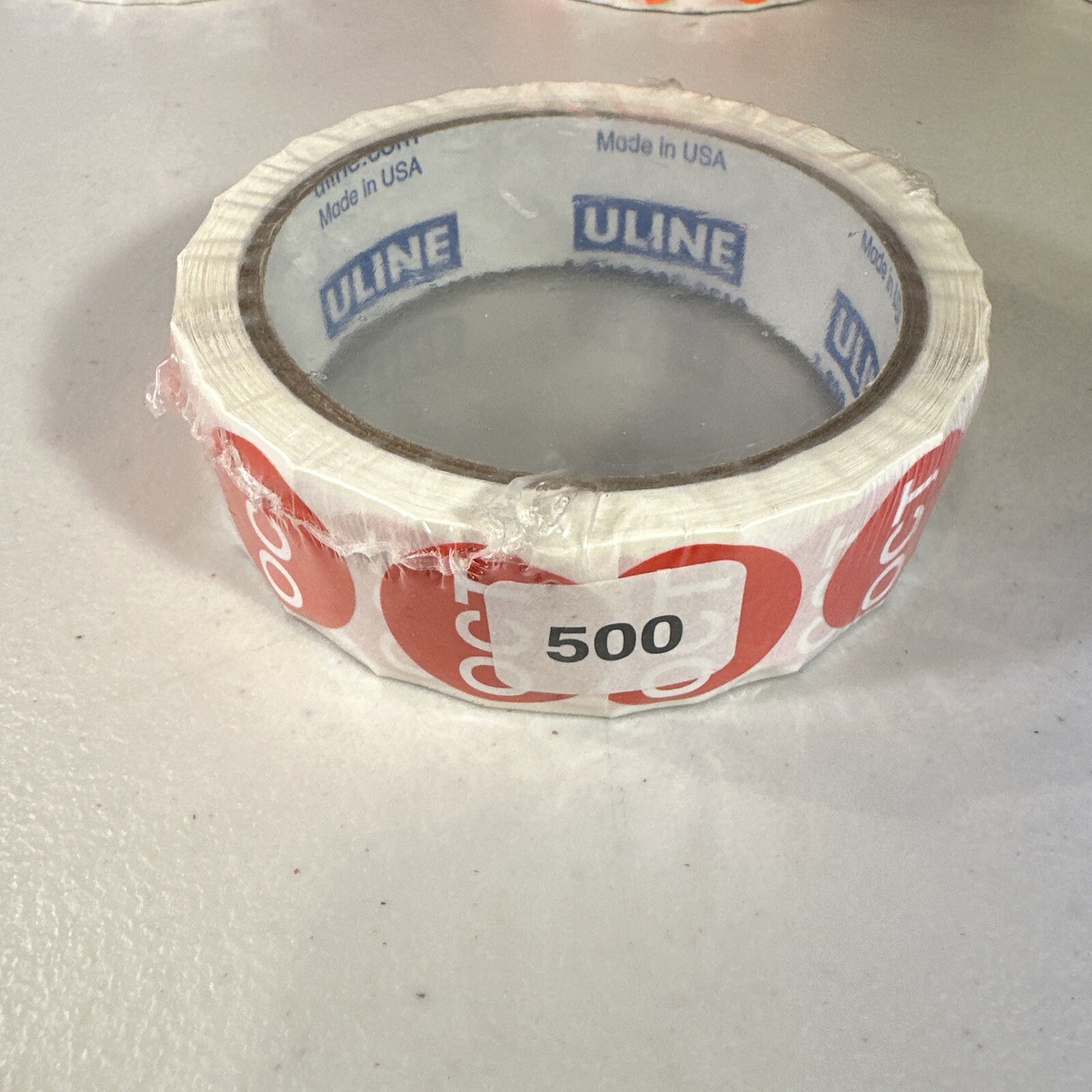 Uline Roll of (500) 1″ Circle Months of the Year Sticker October Red