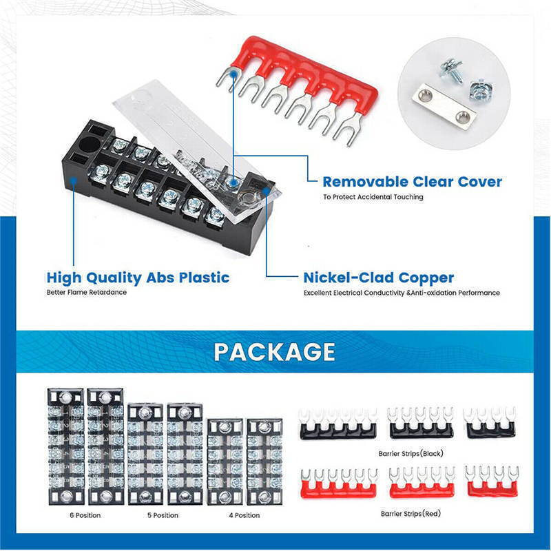 Terminal 1-10 Sets 3-12 Positions 600V 15A Screw Block Terminal Barrier Strip