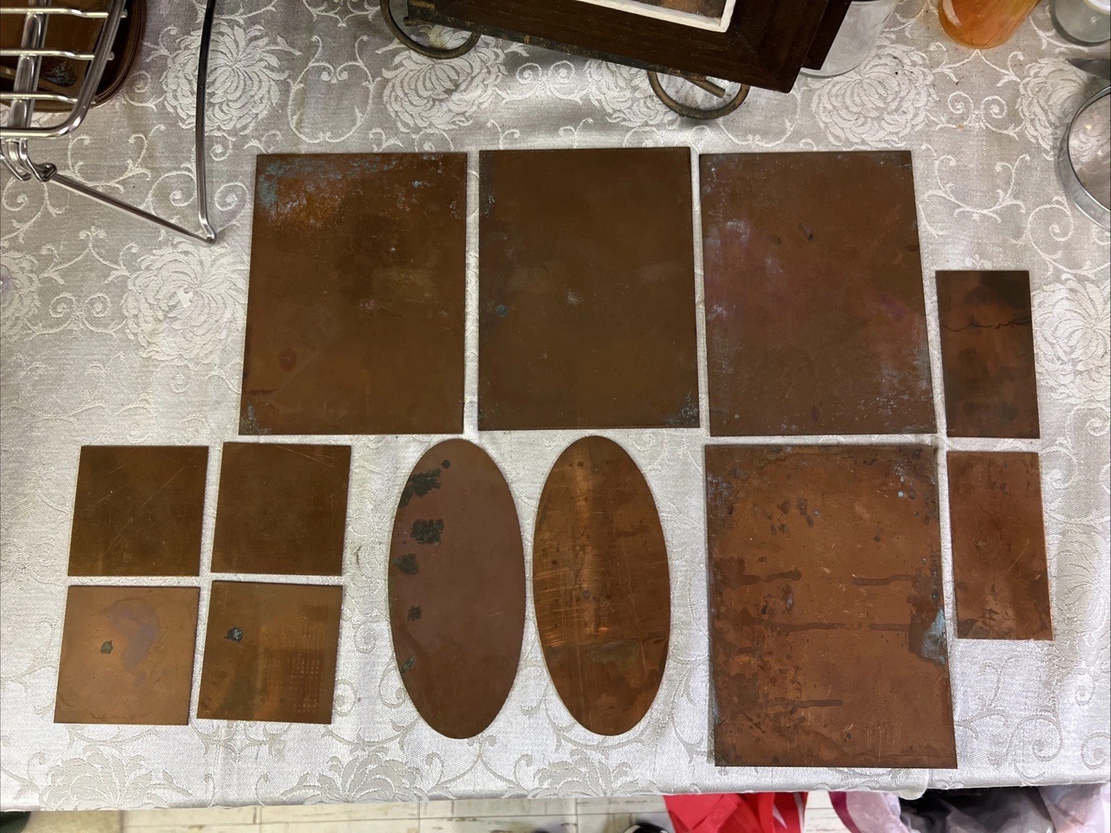 11 Pieces Copper Sheets Plates for Crafts/ Enamel Various SizesNew/old Inventory