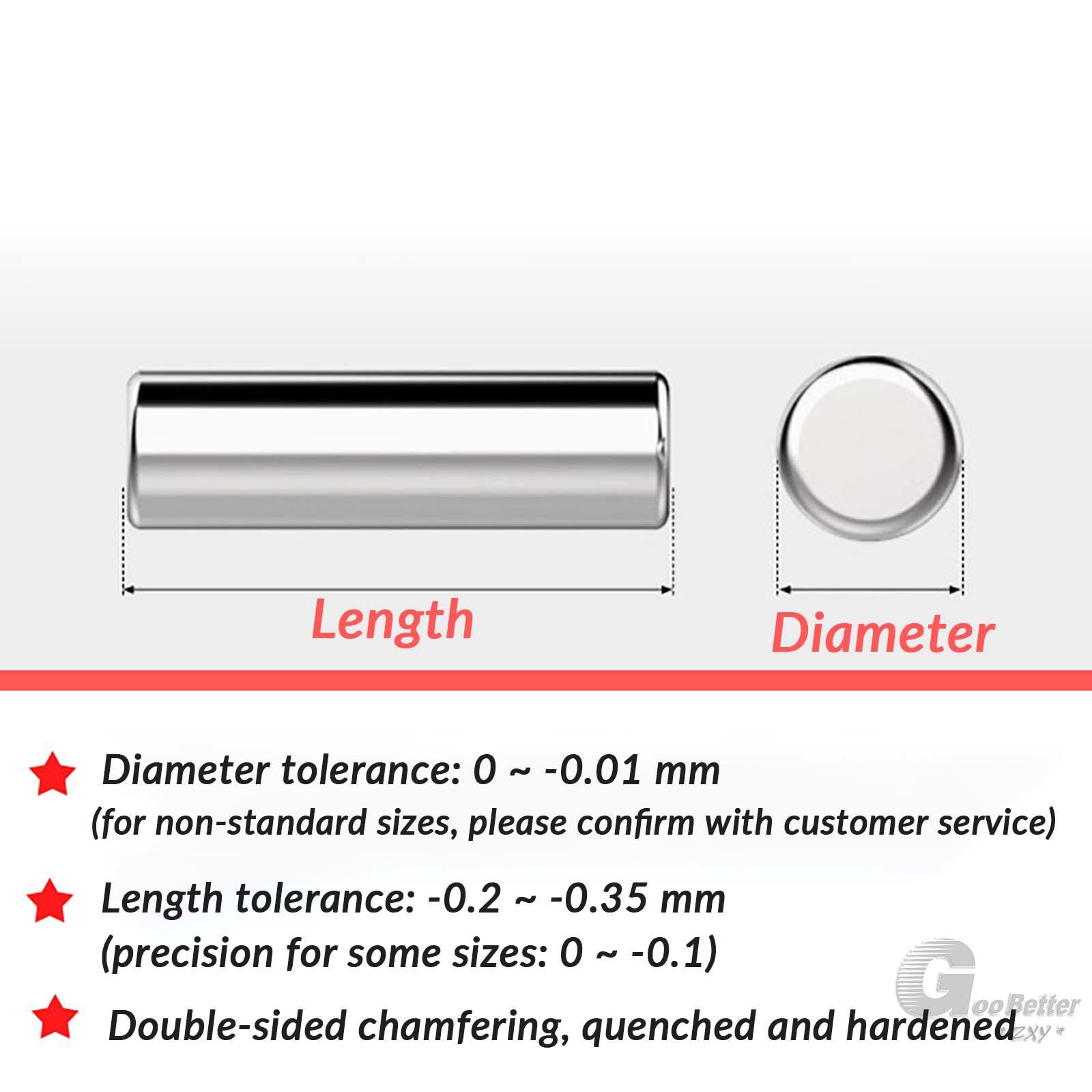 φ5mm 5.5mm Diameter Bearing Steel Pin Cylindrical Solid Dowel Pins 5 mm-100 mm L
