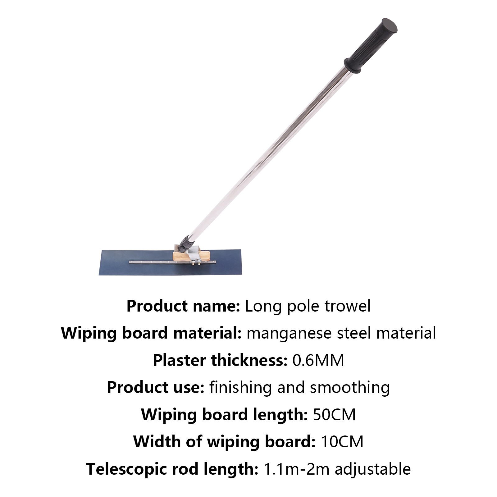 Long Handle Concrete Trowel Cement Surface Smoothing Tool w/ Finishing Shoes NEW