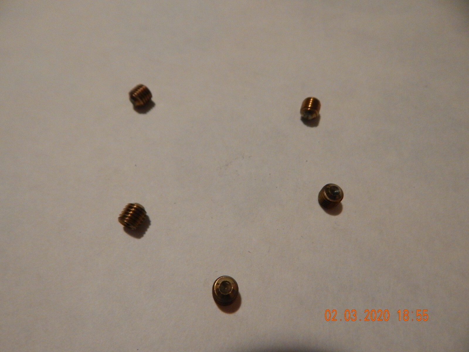 BRASS SOCKET SET SCREWS 1/4-28 x 1/4″ CUP POINT 5 PCS. NEW