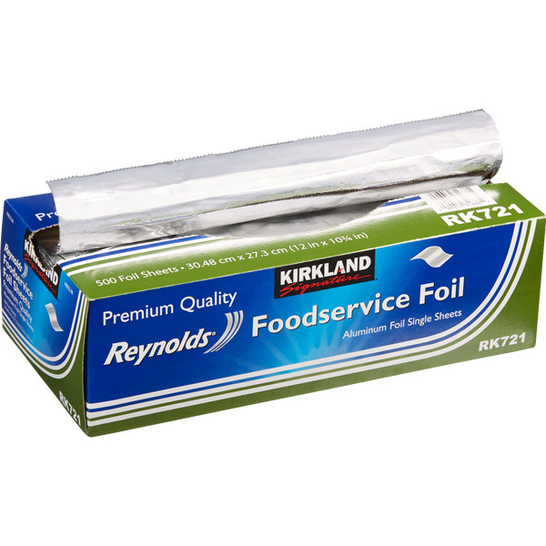 Kirkland Signature Reynolds Foodservice Aluminum Foil Pre-Cut Single Sheets 500