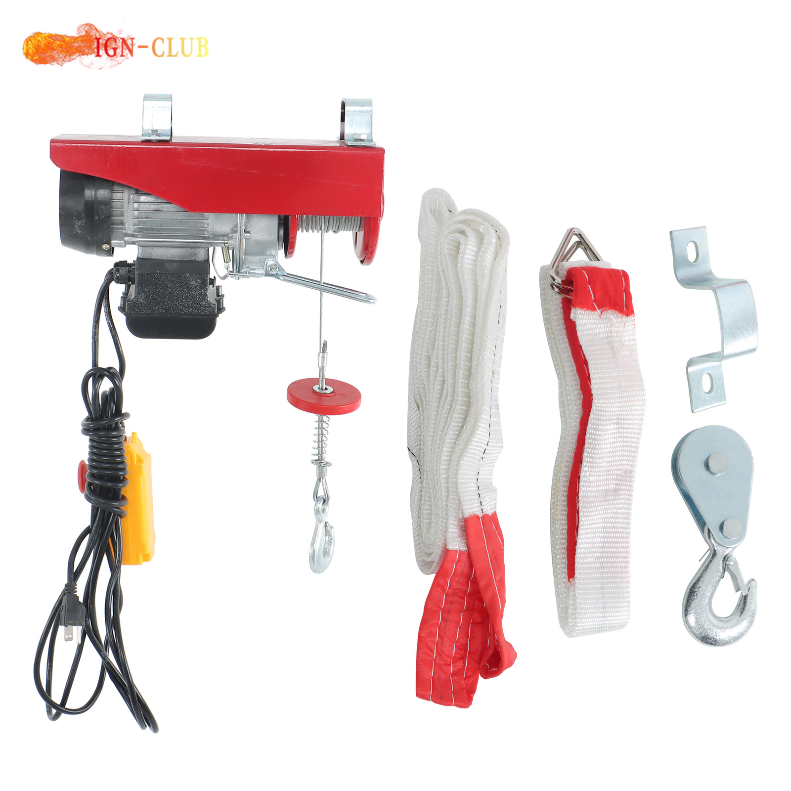 Industrial 110V Electric Winch 440LB Lifting Capacity 14FT Remote Garage Hoist