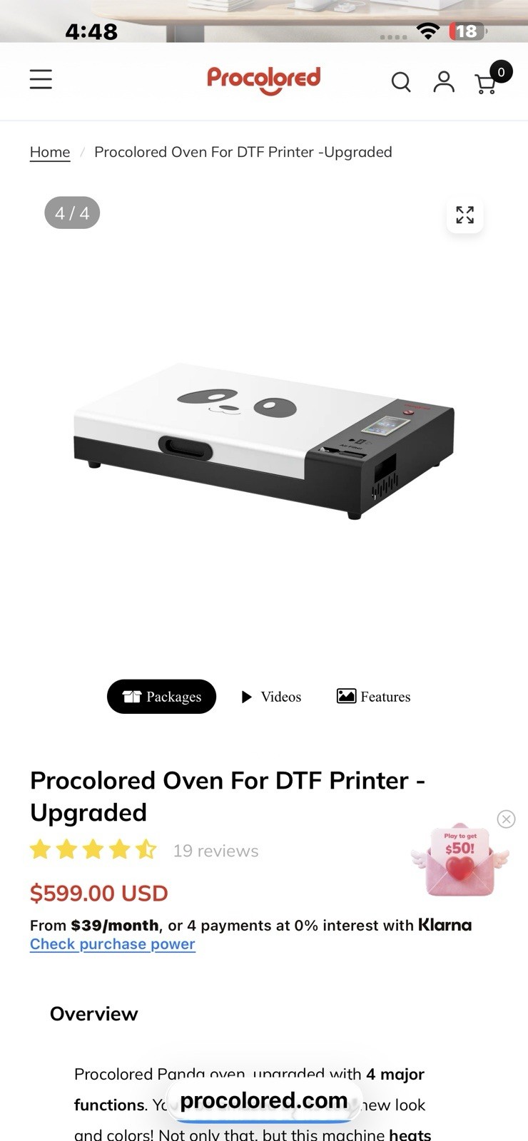 Procolored Panda Oven DTF Transfer Sheet Curing Oven Built-in Air Filter