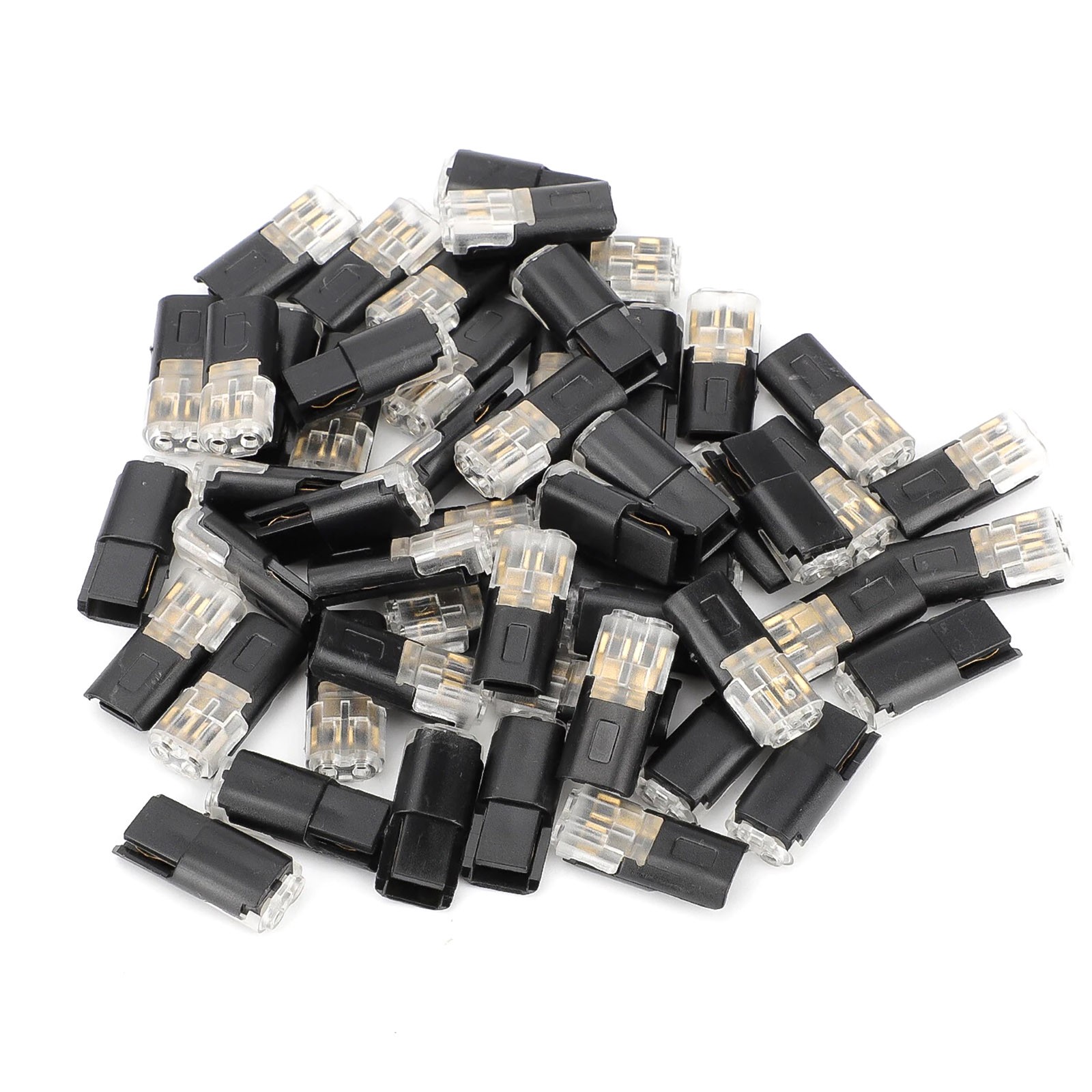 50pcs Black Polycarbonate Cable Connectors Plug in Type for 18-22 AWG with Lock