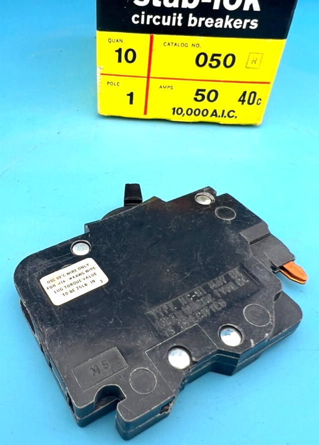 Federal Pacific 50 Amp 1 Pole Type NC Circuit Breaker FPE Stab-Lok Thin 20A *NEW