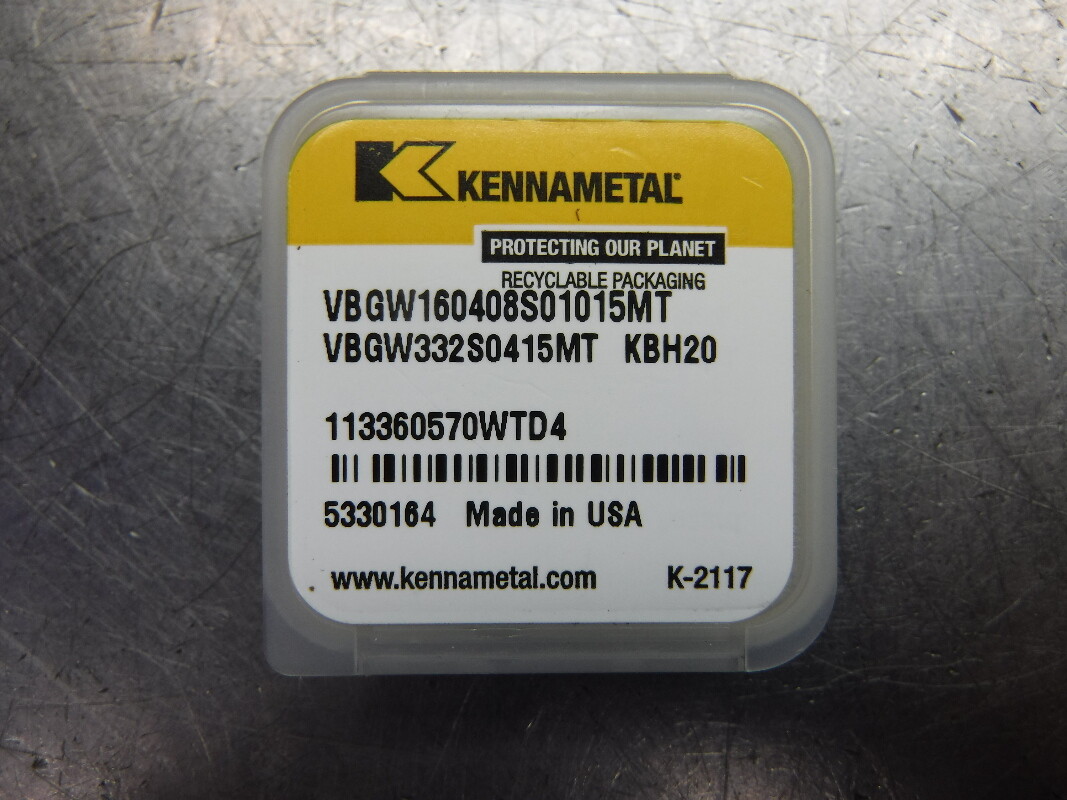 Kennametal PCBN Inserts QTY1 VBGW160408S01015MT / VBGW332S0415MT KBH20 (LOC1014A