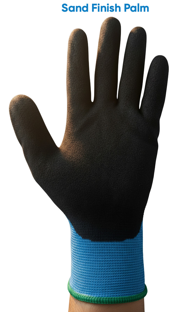 12 Pair DIESEL Blue Safety Gloves Latex Coated Grip Cut Resistant