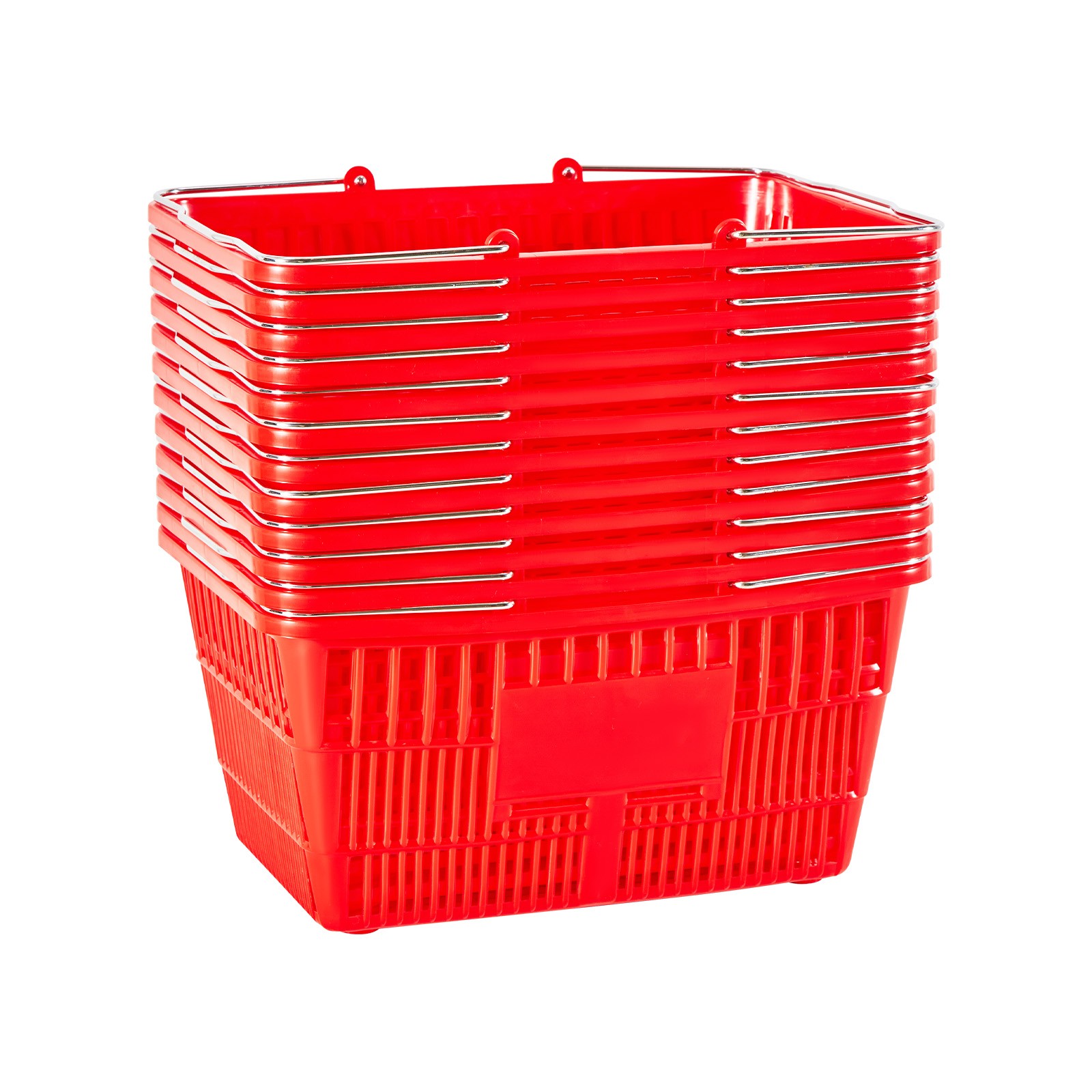 Uimoso 12 Stackable Plastic Shopping Baskets with Handles, Red for Grocery Use