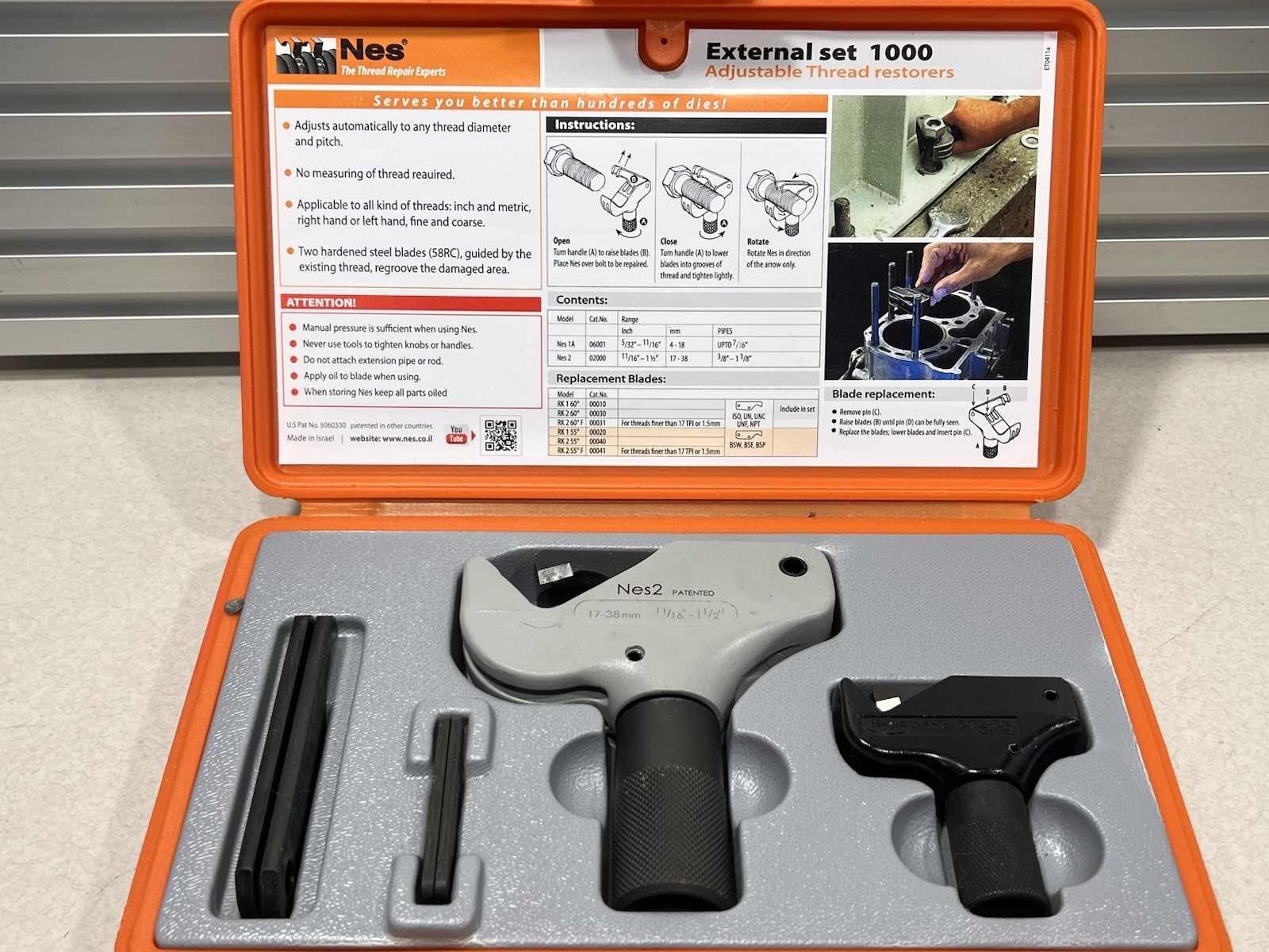 Nes NES1000 2-Pc External Thread Repair Set 5/32″ – 1 1/2″ Made in ISRAEL Best !