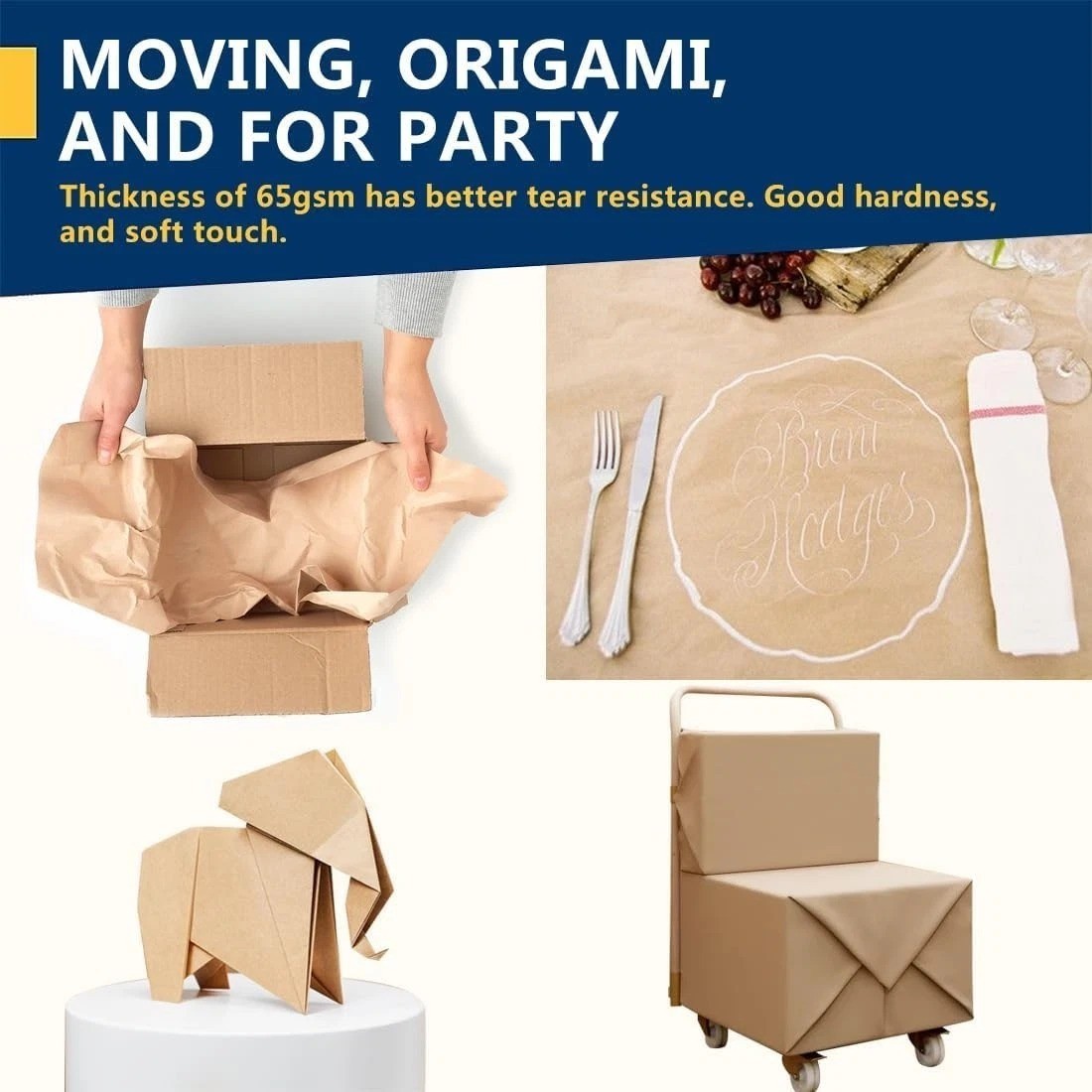 17.5″ x 1200» Brown Kraft Paper 50 lb Basis Thick Roll Packaging Shipping NEW**