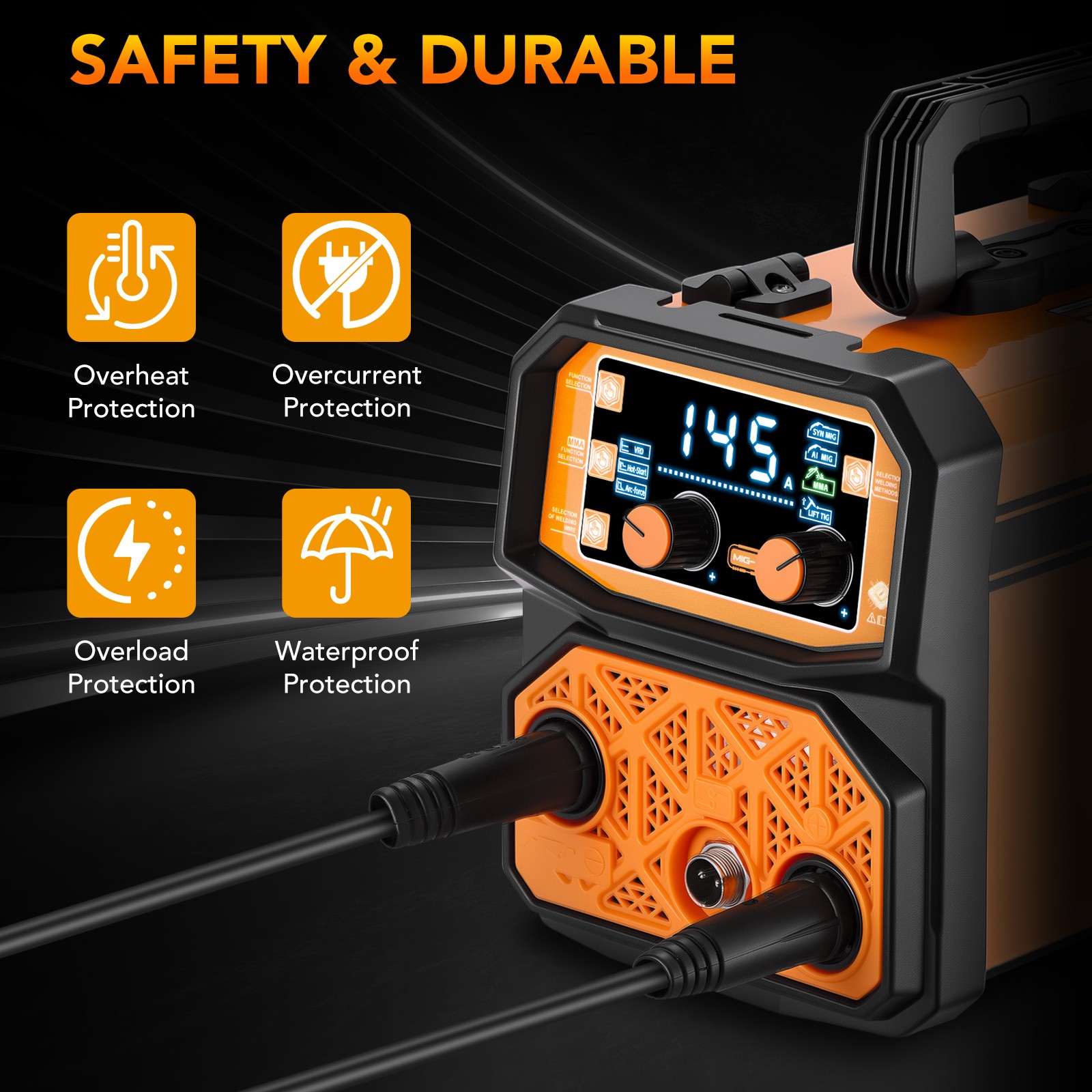110V Digital MIG Welder 3 Functions Gasless Flux Core Stick Lift TIG Welding