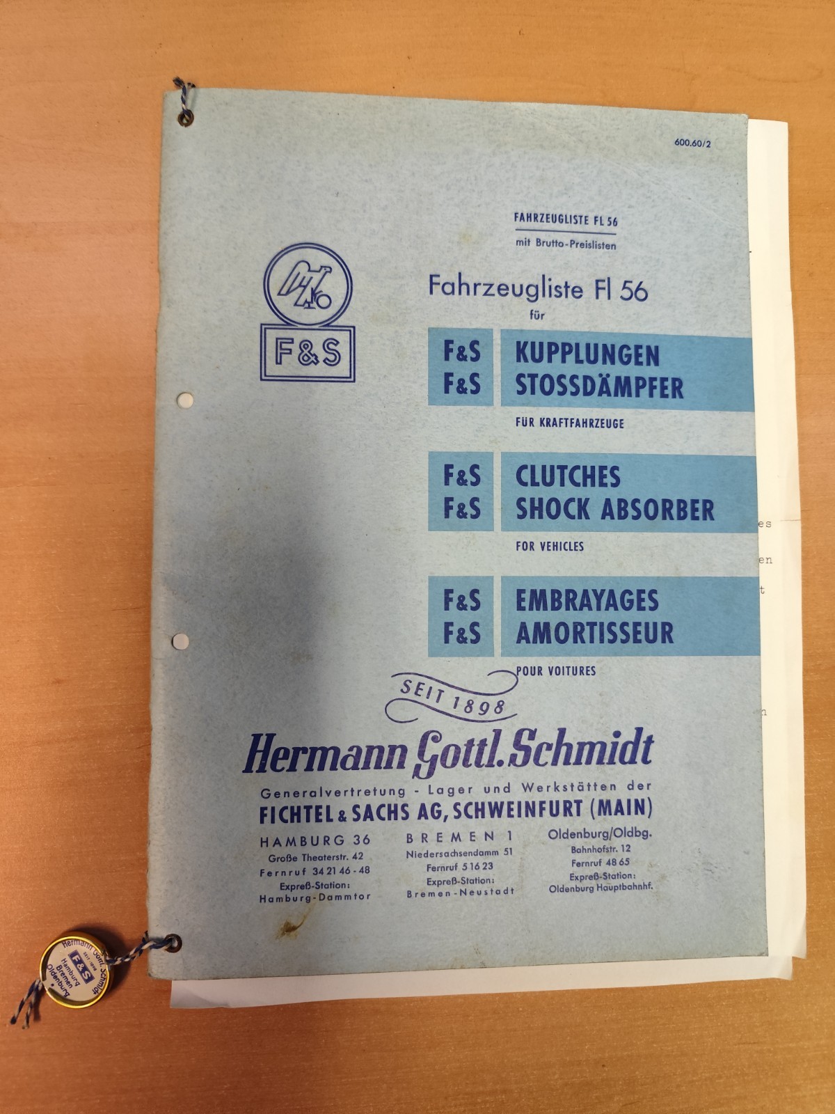 Fichtel & Sachs Hermann Schmidt catalogue FL 56 for example truck and bus commercial vehicle MK9
