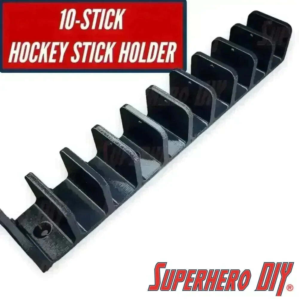 10-Stick Hockey Stick Holder Wall Mount | Ice Hockey Stick Organizer