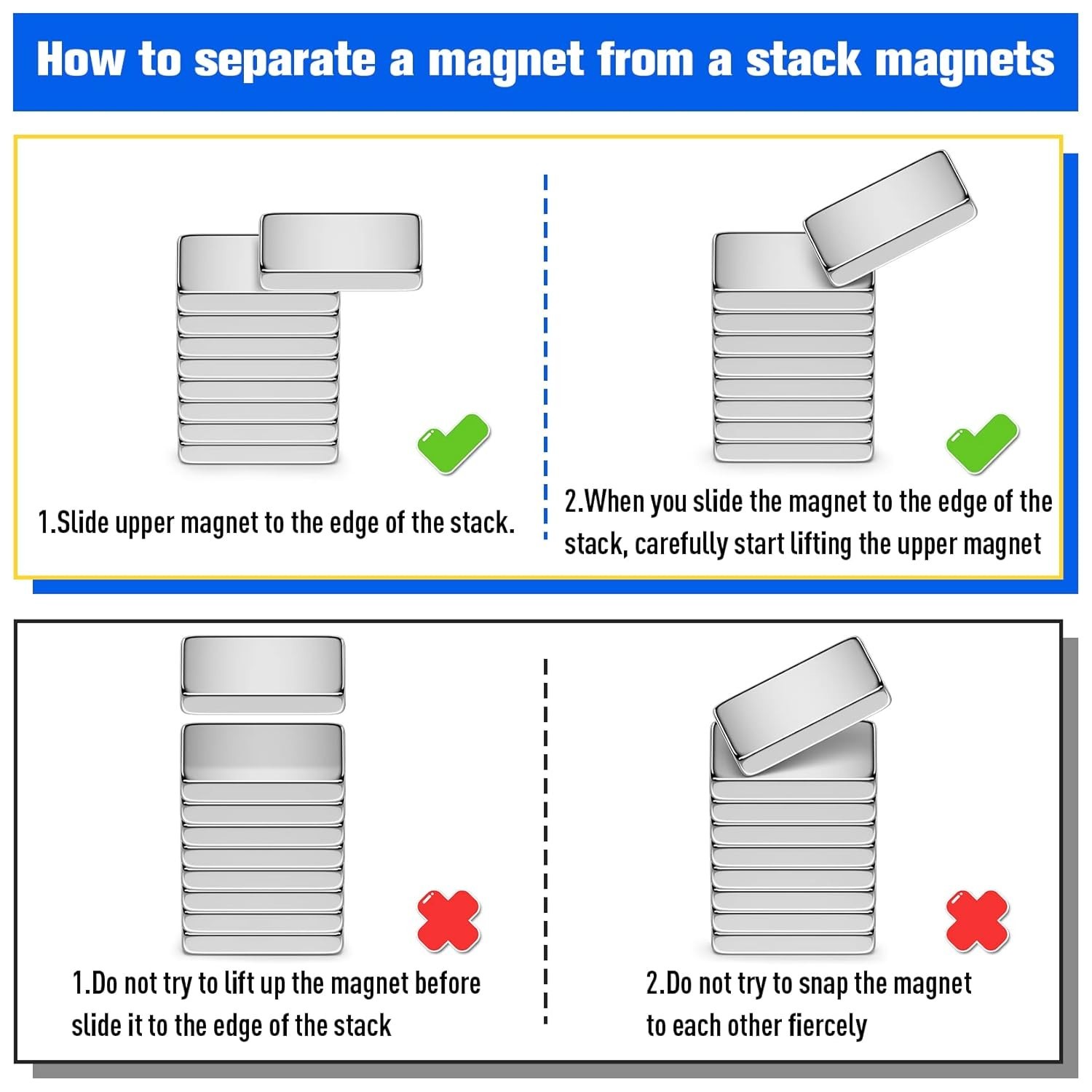 100Pcs Strong Neodymium Magnets Bar, Heavy Duty Rare Earth Magnets, Rectangul…
