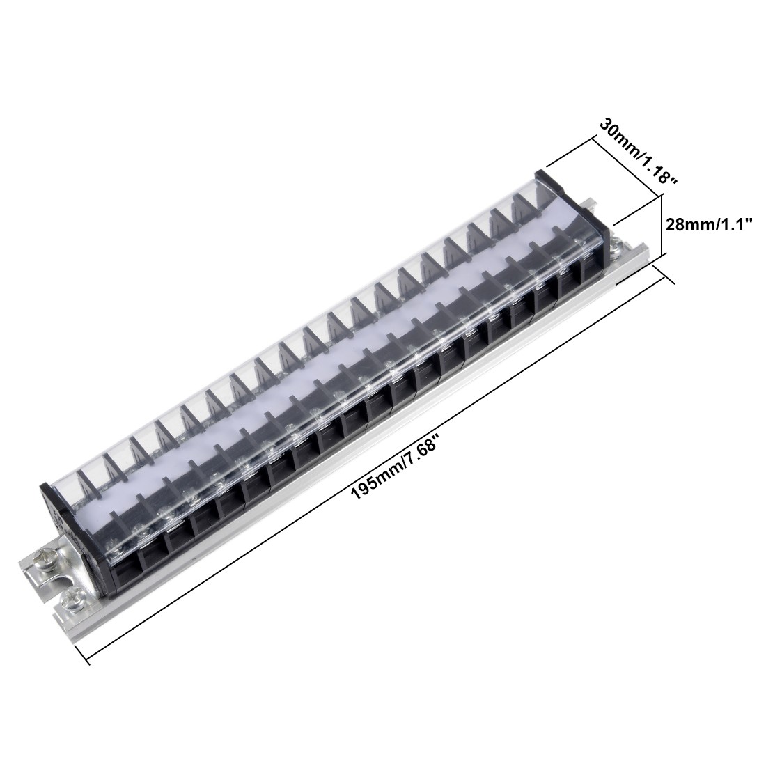 Barrier Terminal Strip Block 660V 15A Dual Rows 20P DIN Rail Base Covered