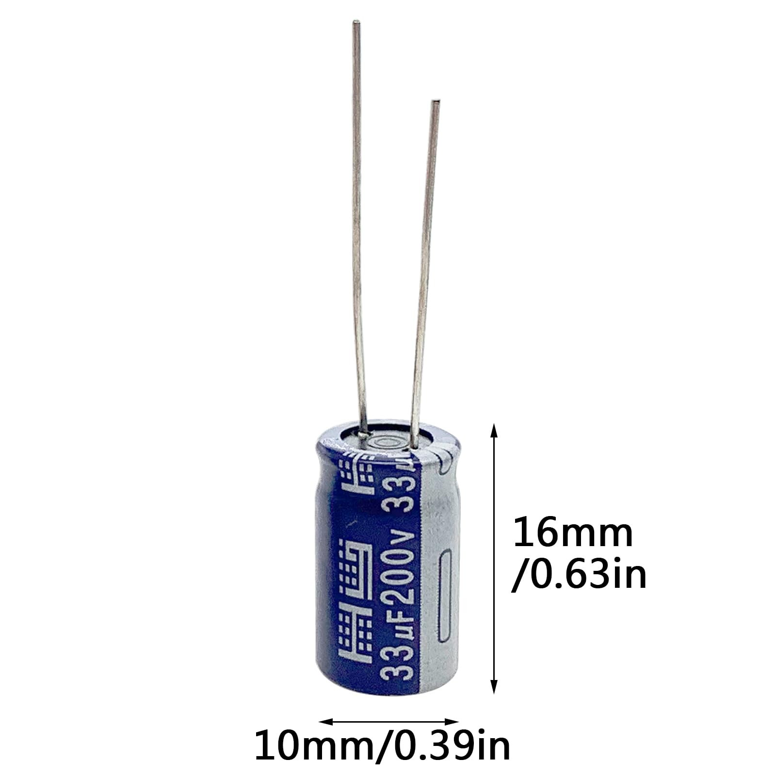 Cermant 10pcs 200V 33UF Capacitor 10x16MM(0.39×0.63in) Aluminum Electrolytic…
