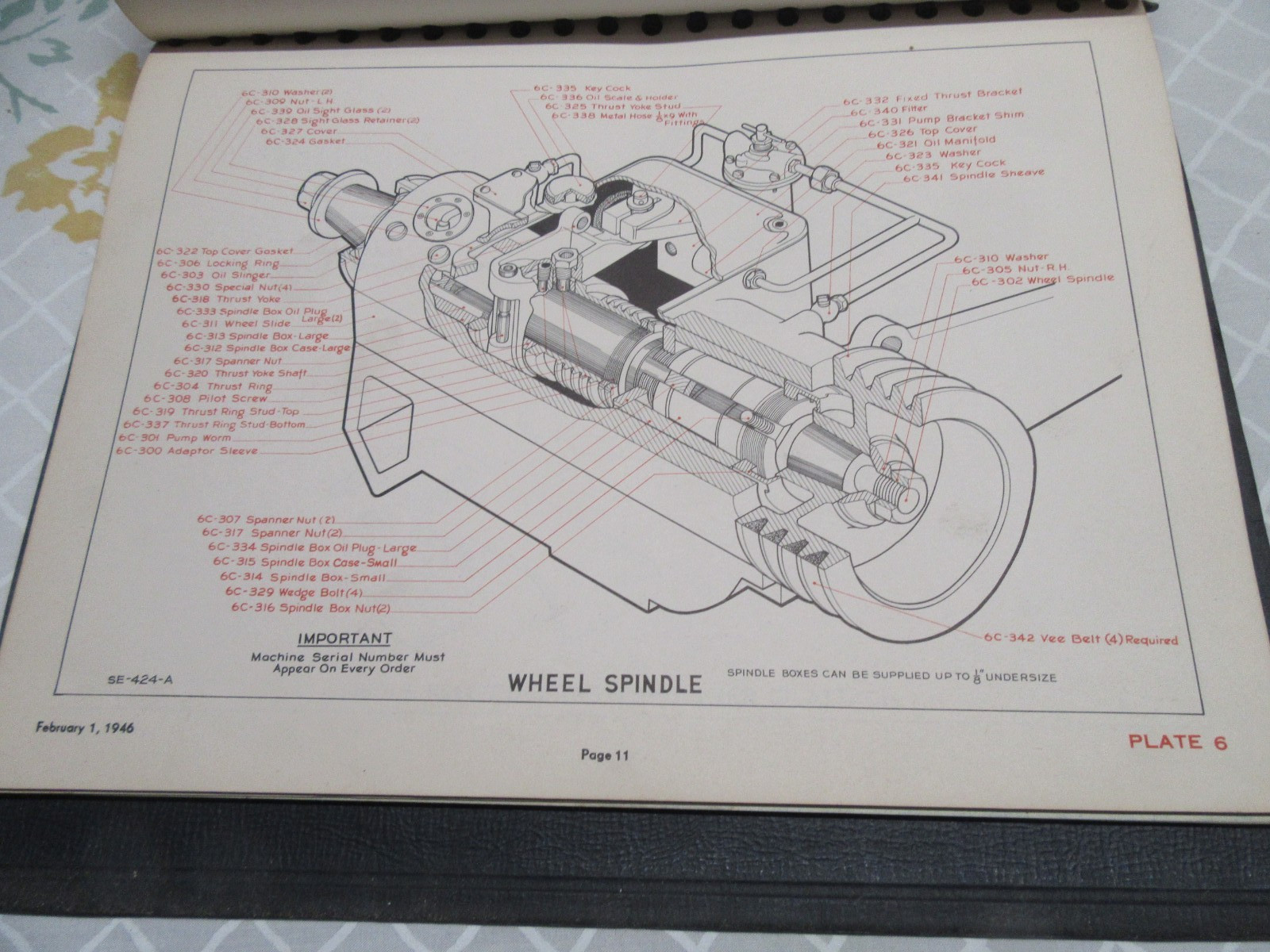 NORTON MACHINES 6″and 10″ Type C Grinding Machines, Vintage Parts Catalog 1946