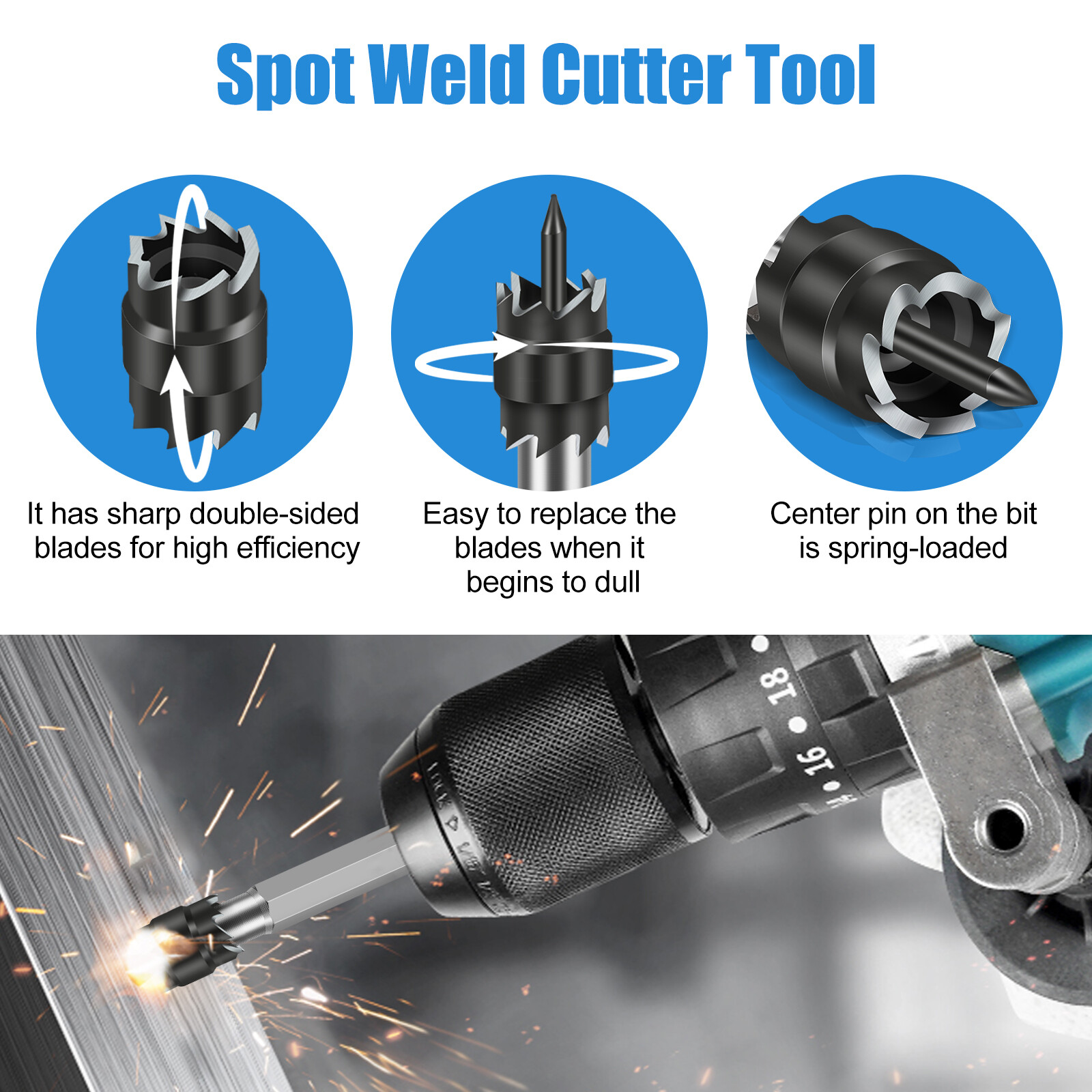 10Pcs/Set 3/8″ Double Sided Rotary Spot Weld Cutter Remover Drill Bits Cut Welds