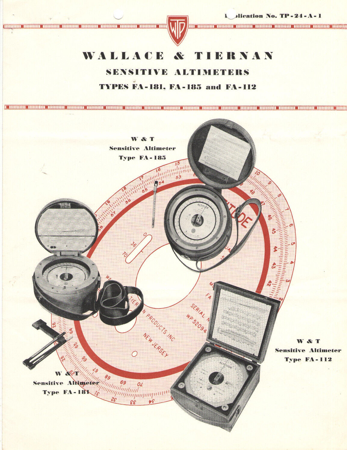 VTG 1953 WALLACE & TIERNAN/TAYLOR ALTIMETER BROCHURES/PRICES! FA-181/185 & MORE!