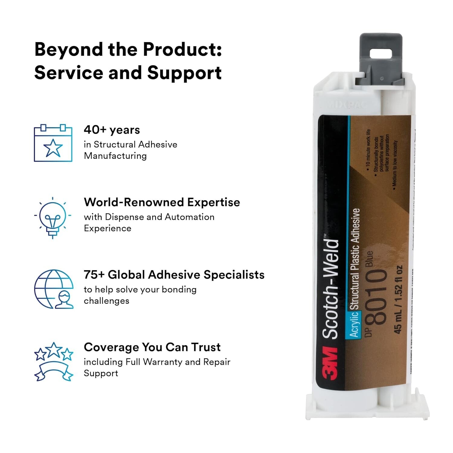 3M Scotch-Weld Structural Plastic Adhesive DP8010, Blue, Extremely Strong