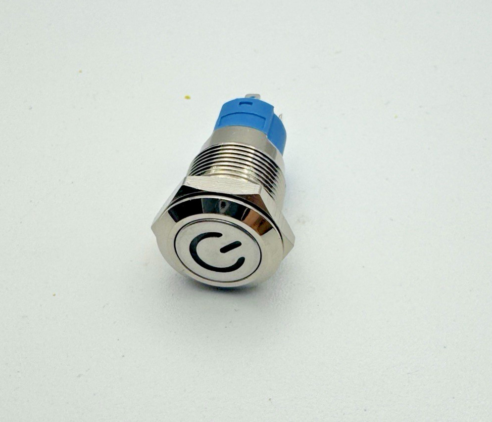 3 x 12MM Latch Push Button Switch 12V w/ BLUE LED Pre-Wired Connector