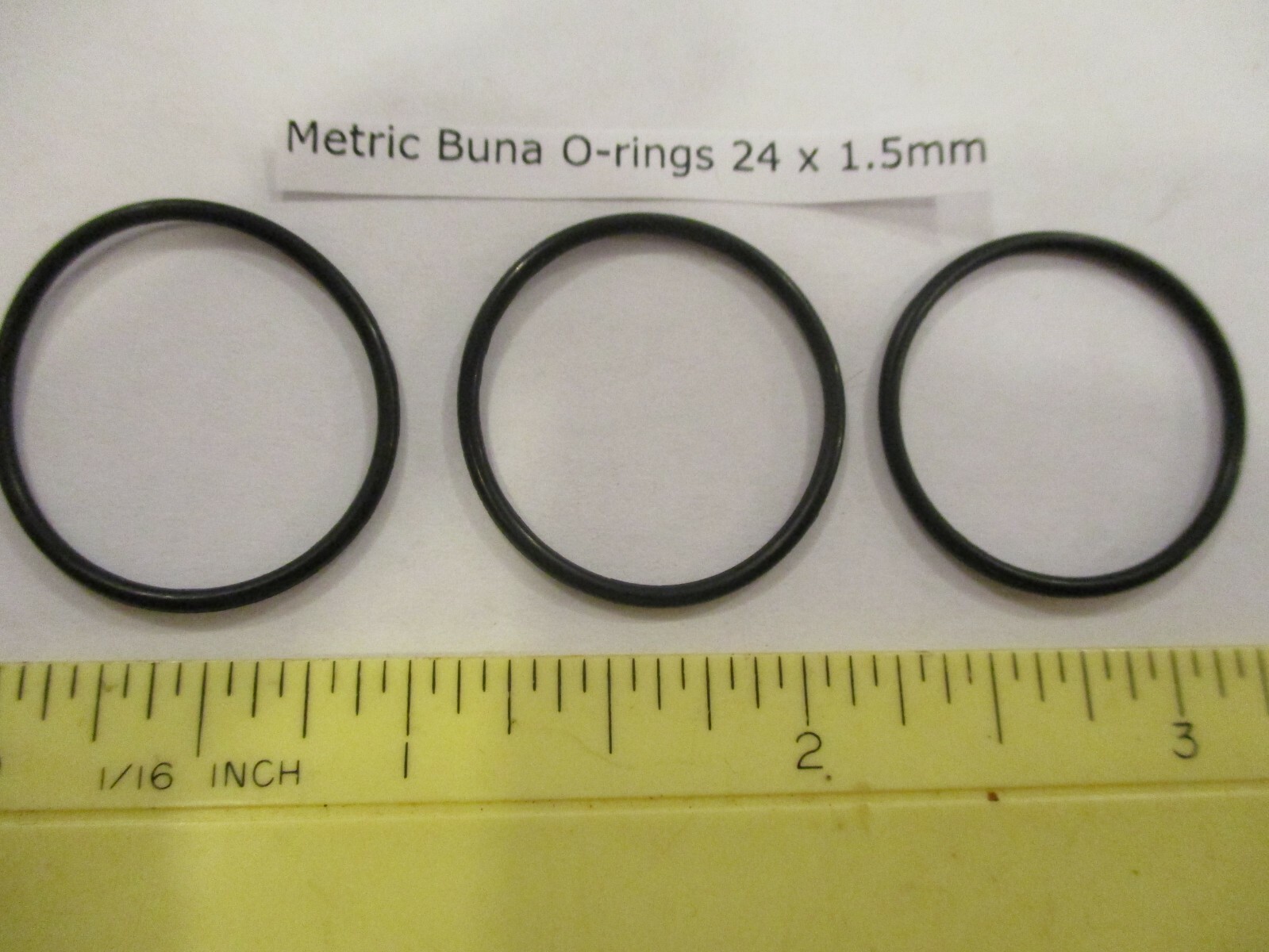 24mm ID x 27mm OD x 1.5mm thick O-ring. Buna-70. Quan 3.