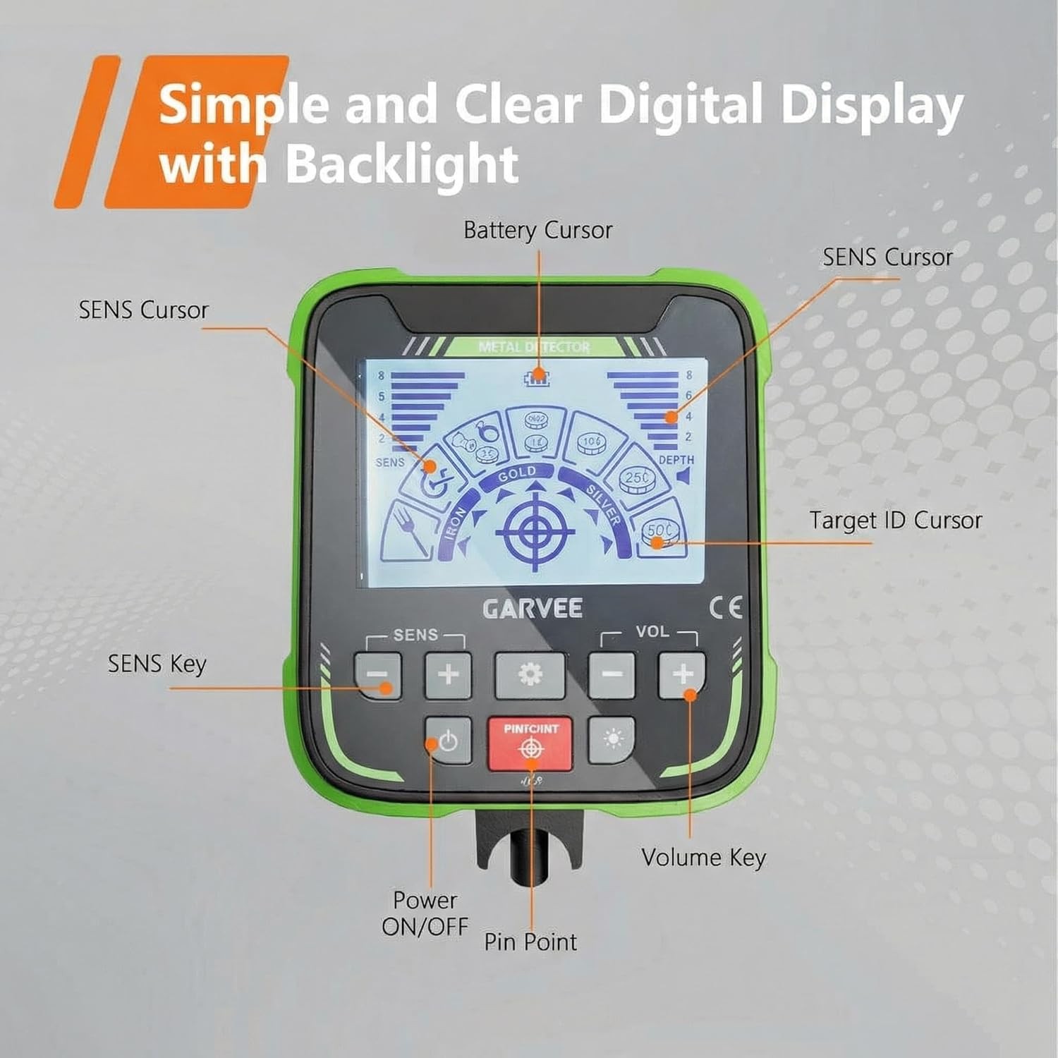Professional Lightweight Metal Detector 11″ Waterproof Coil LCD Screen Full Kit