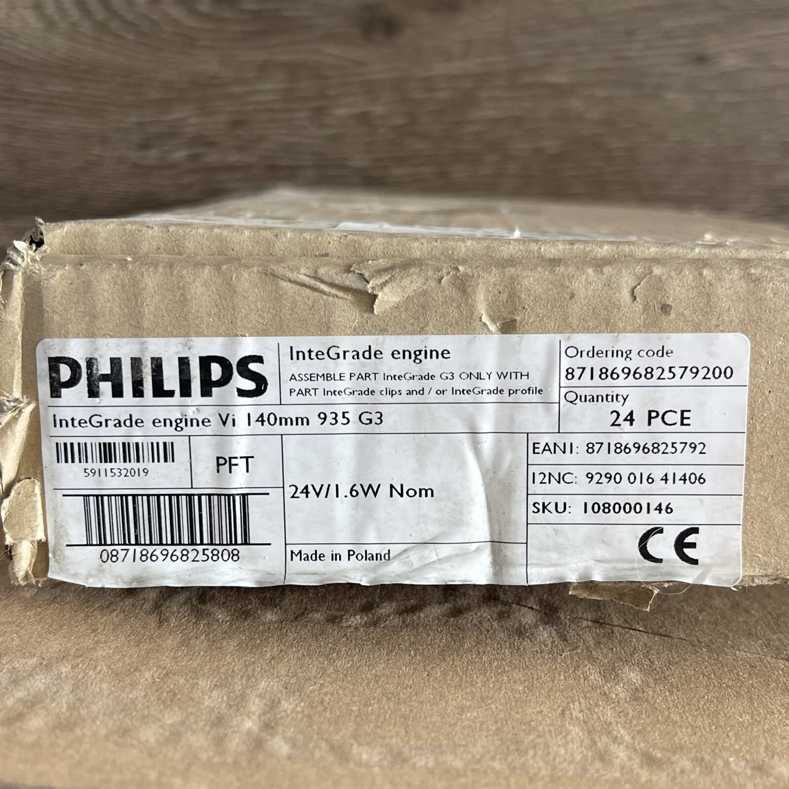 BOX of 24 Philips InteGrade Engine Vi Shelf Strip LED 140mm 6″ 935 G3 24V 1.6W