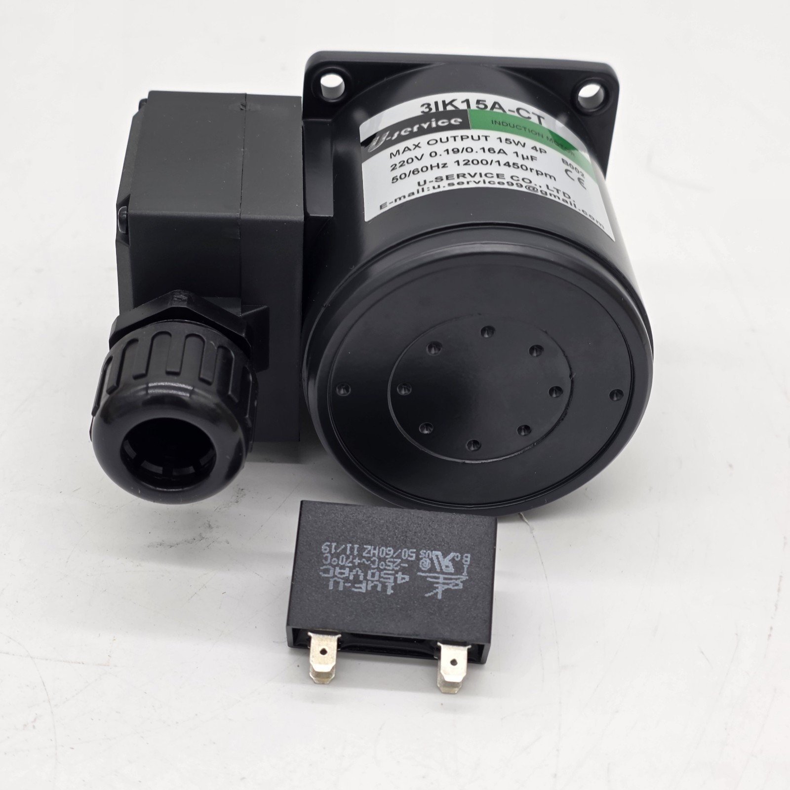 U-Service 3IK15A-CT 15W Induction Gear Motor 220V AC 1200/1450 RPM New