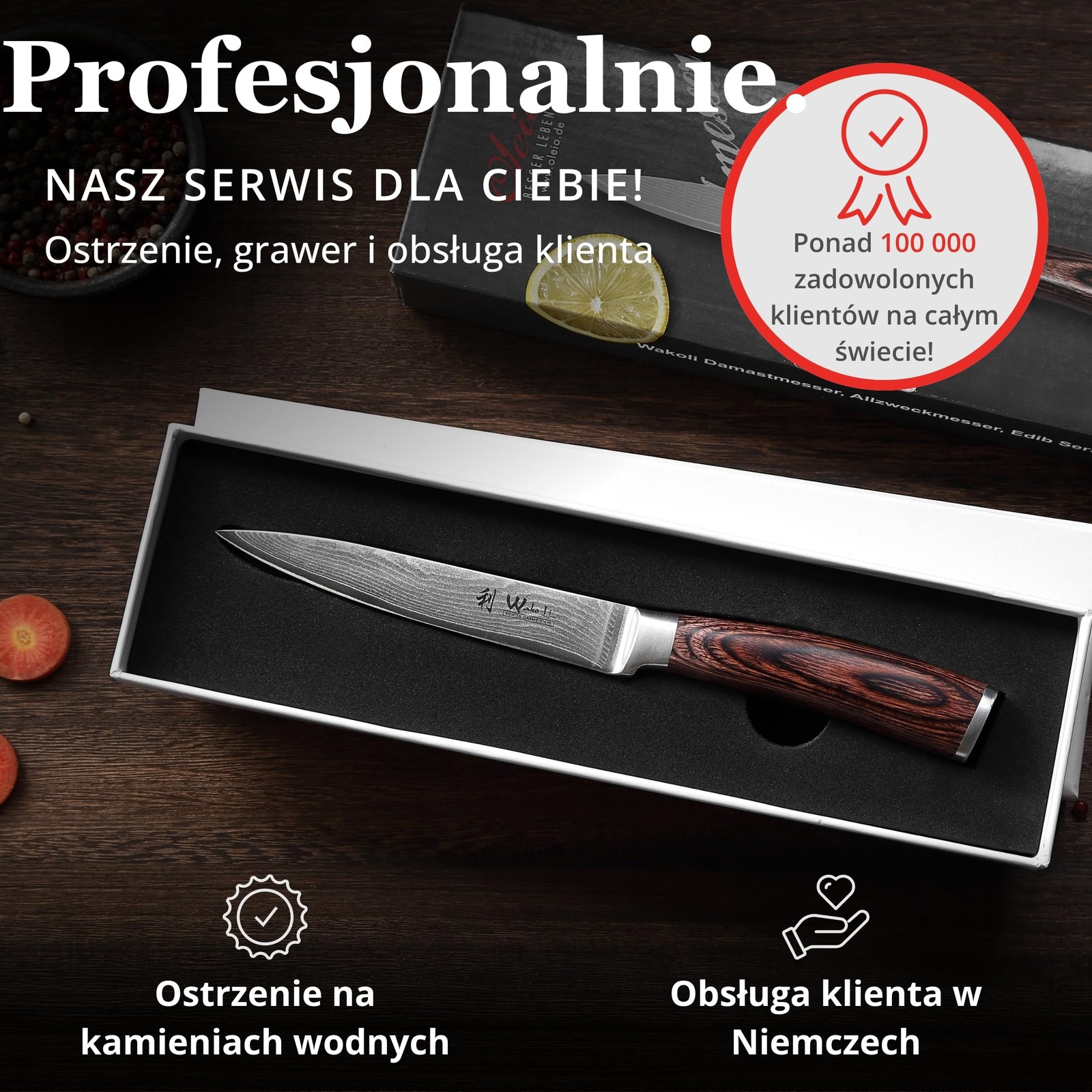 Wakoli Edib Damascus Utility Kitchen For Everyday Use 67-Layer Damascus Steel