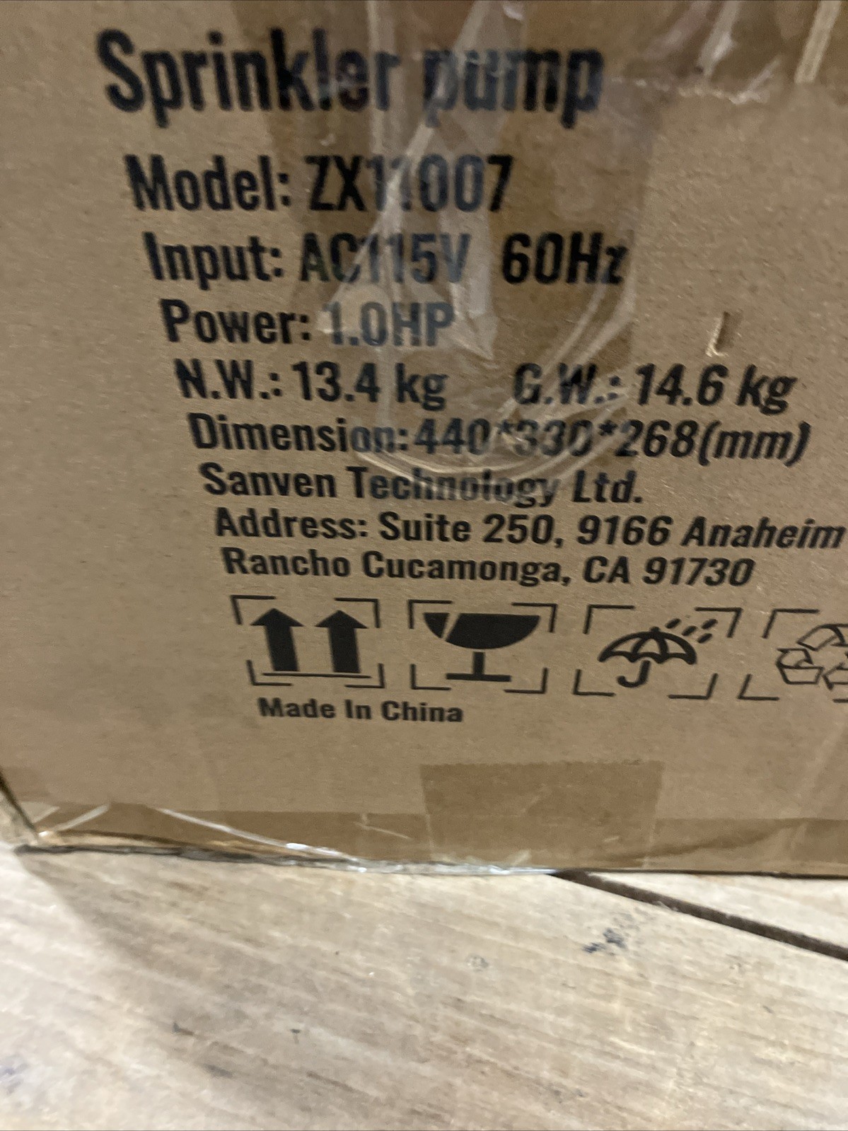VEVOR ZX11007 1 HP Sprinkler Pump 16.6 GPM Max Flow 131′ Max Head 115 V