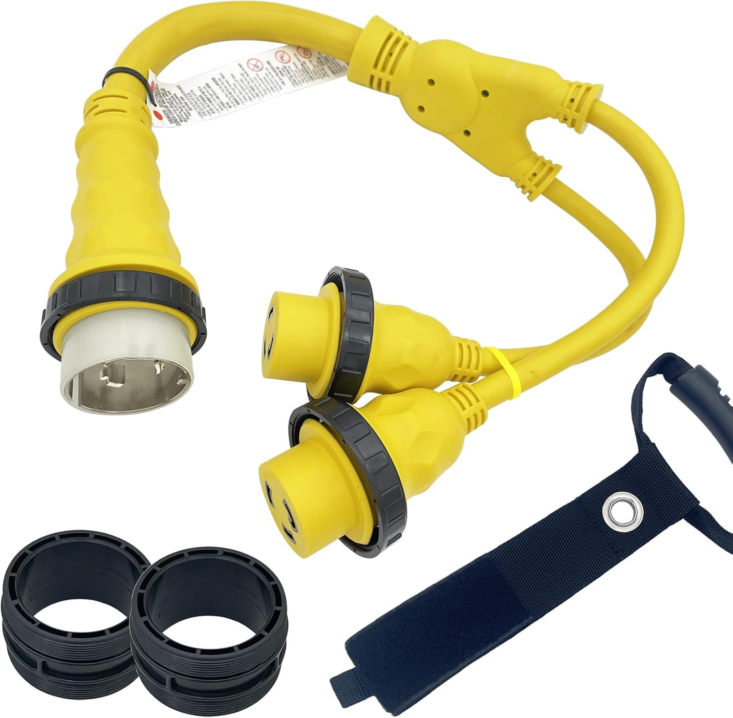 50A SS2-50P to Dual 30A L5-30R Marine Shore Power Y Adapter Cord Splitter 3FT