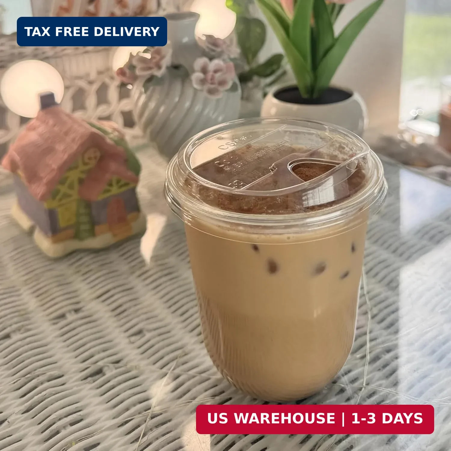 TOSSWARE NATURAL 16oz Arc Bundle – Plant Based 98mm Clear Cold Cups + Sip Lids –