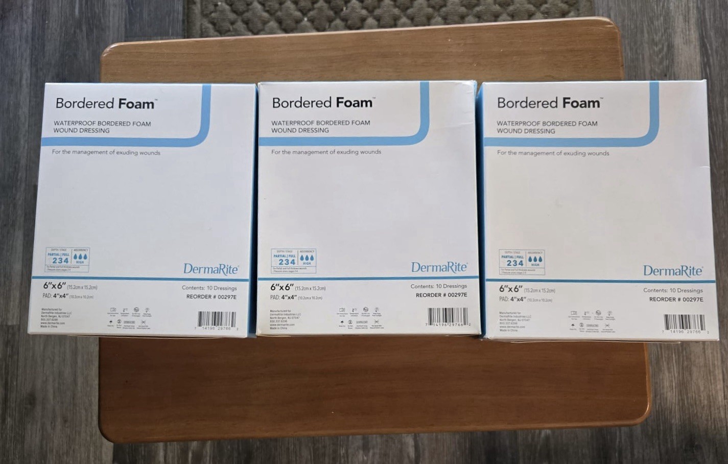 DermaRite Bordered Foam Waterproof Wound Dressing 6×6 10 Pack 00297E