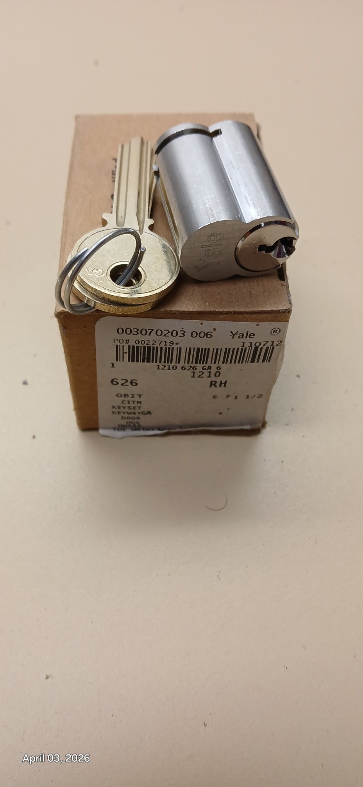 Yale Accentra LFIC Cylinder Core 1210-6-GA-626