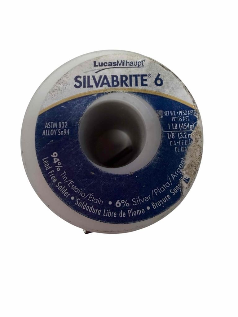 NEW Lucas Milhaupt Silvabrite 6 Lead Free Solder Roll 1lb 1/8″ 6% Silver