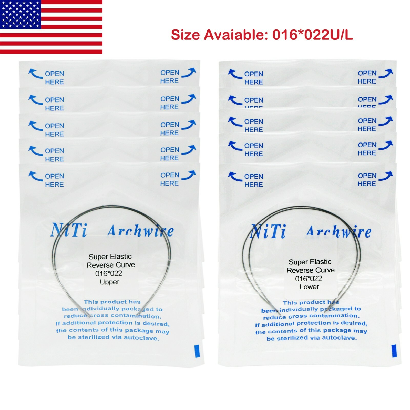 Dental Orthodontic Niti Reverse Curve Round/Rectangular Arch Wire Super Elastic