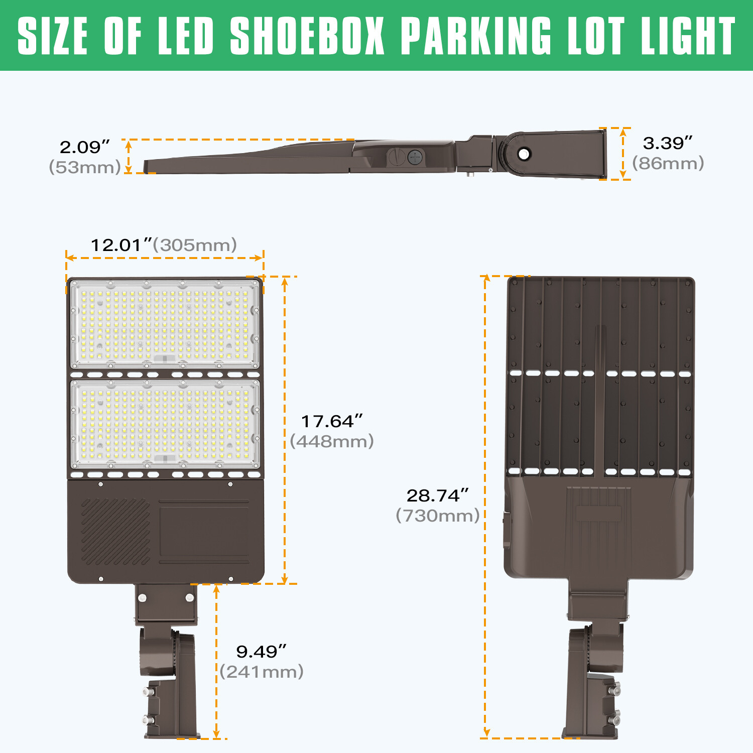 320W LED Shoebox Street Light Outdoor Parking Lot Area Pole Light with Photocell
