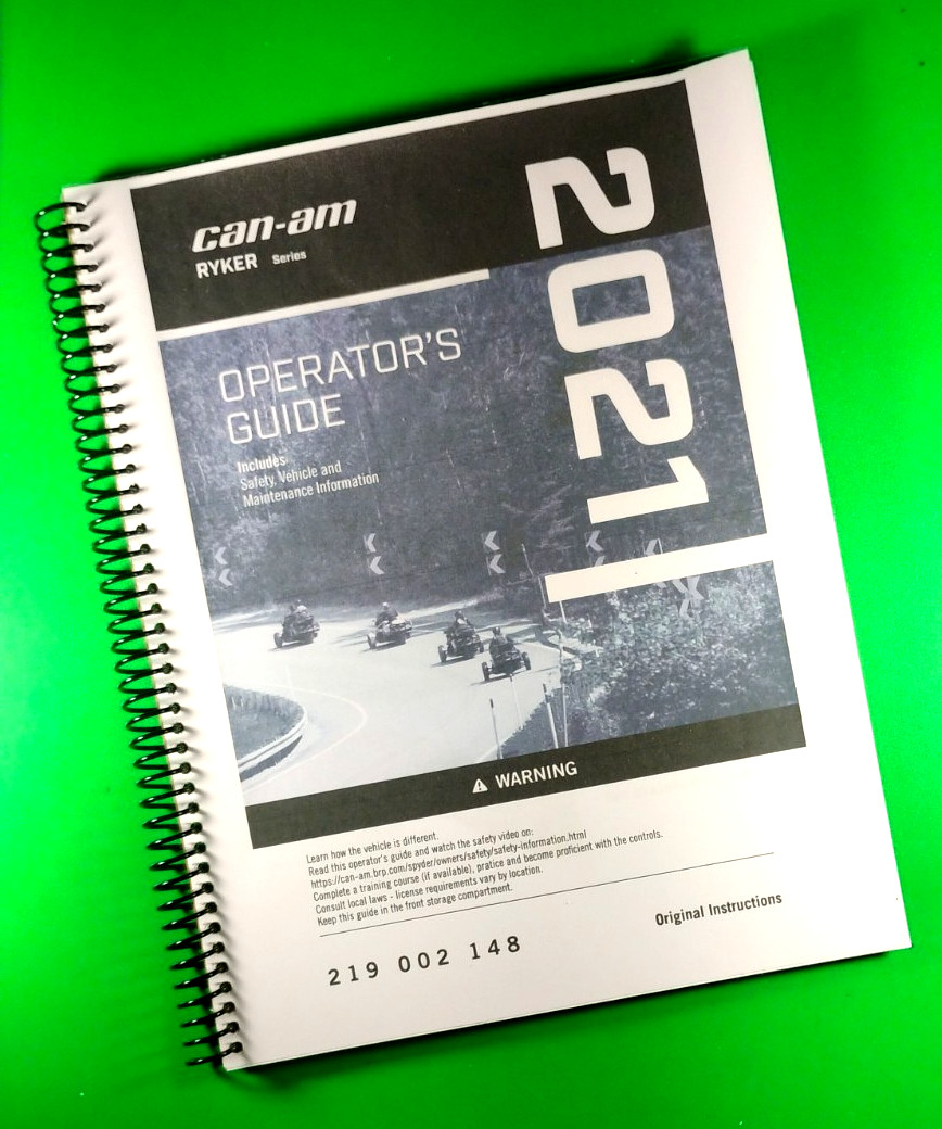 CAN-AM 2021 Owners Manual for the Ryker Series, 187 Pages With Clear Covers!