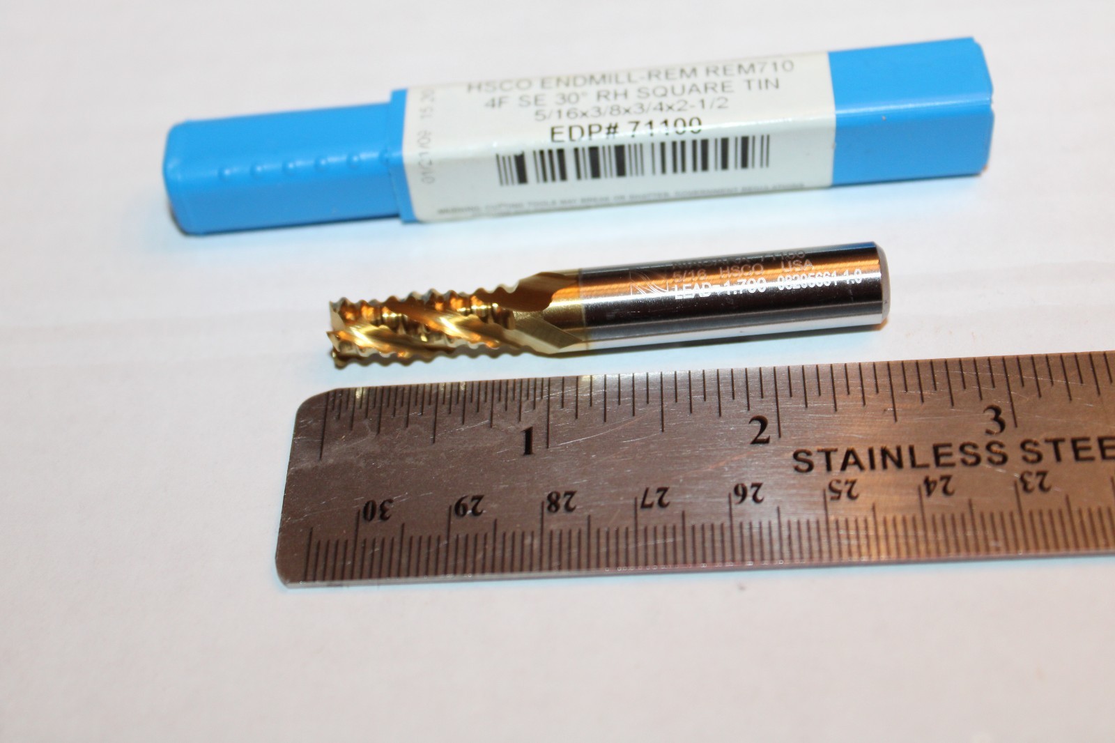 NIAGARA 71100 4F SE 30° RH SQUARE UNC END MILL 5/16 x 3/8 x 3/4 x 2-1/2 – NEW