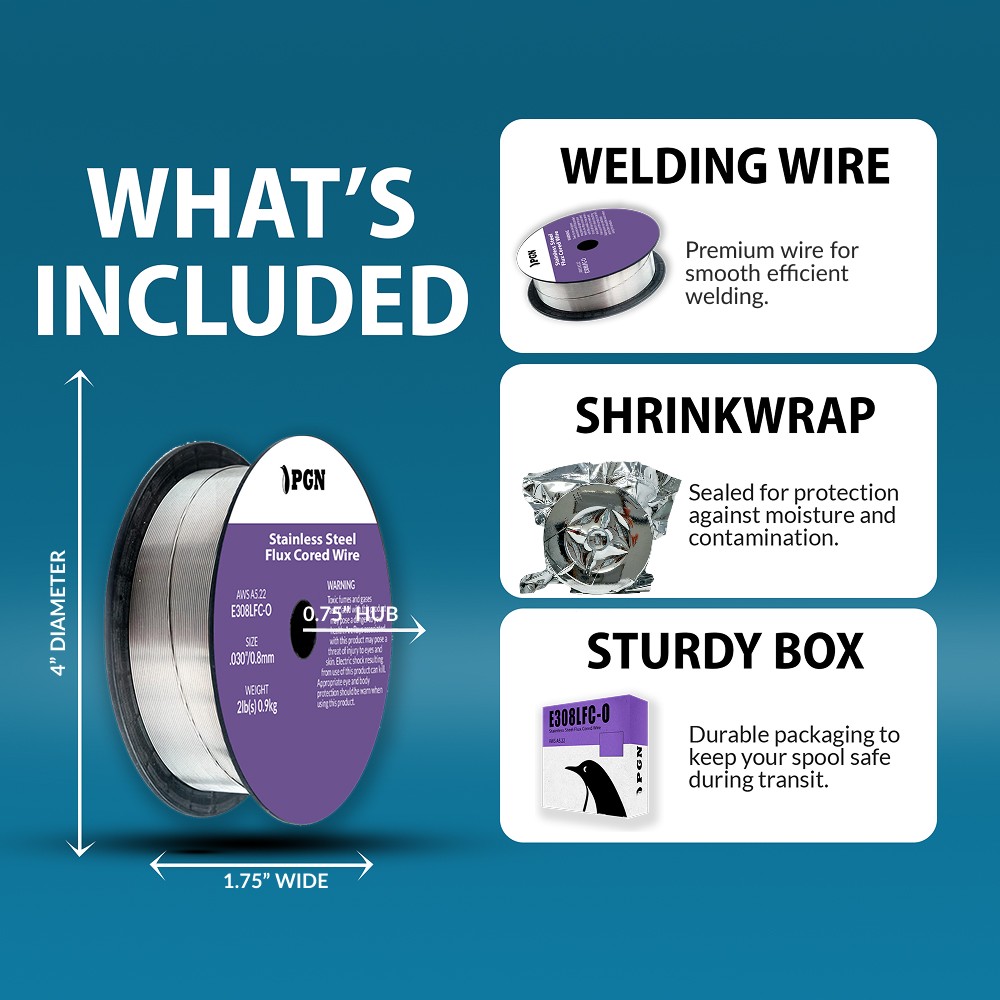 2-Lb E308LFC-O .030″ Stainless Steel Flux Cored Wire – Gasless MIG Welding Wire